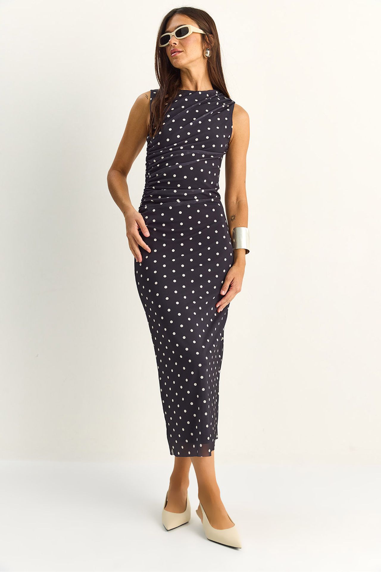 LUCCI Polka Dot Bodycon Midi Dress 1