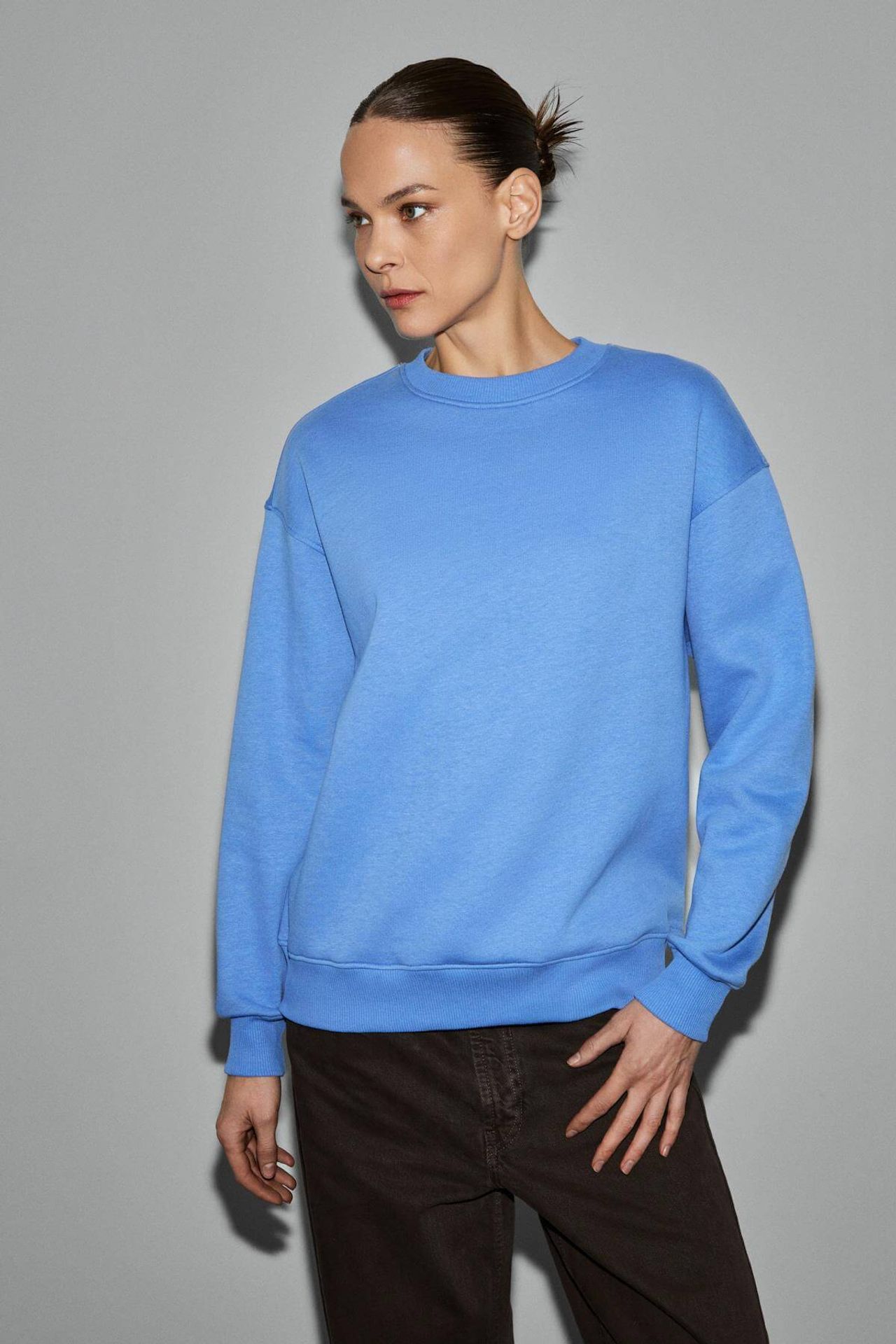 GRIMELANGE Geniş Kesimli Fitilli Bisiklet Yaka Sweatshirt 3