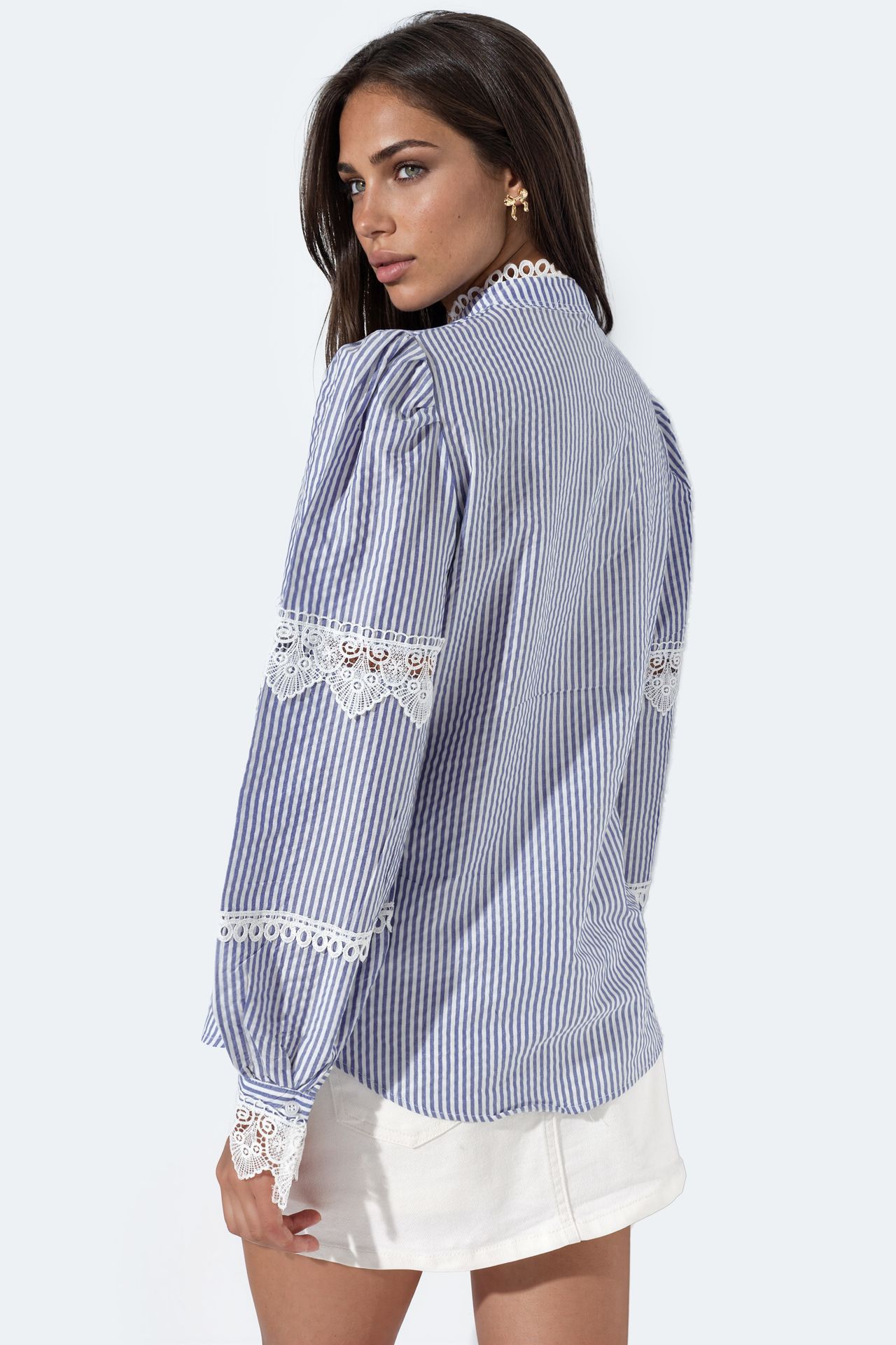 MSN Striped Woven Shirt-Collar T-Shirt 3