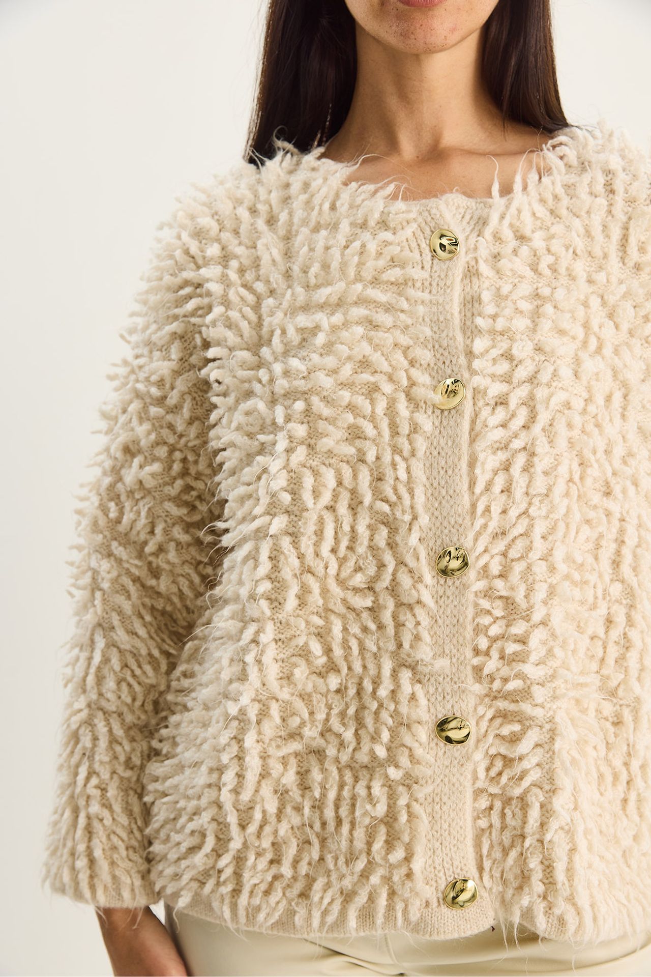 LUCCI Textured Button-Up Cardigan 5