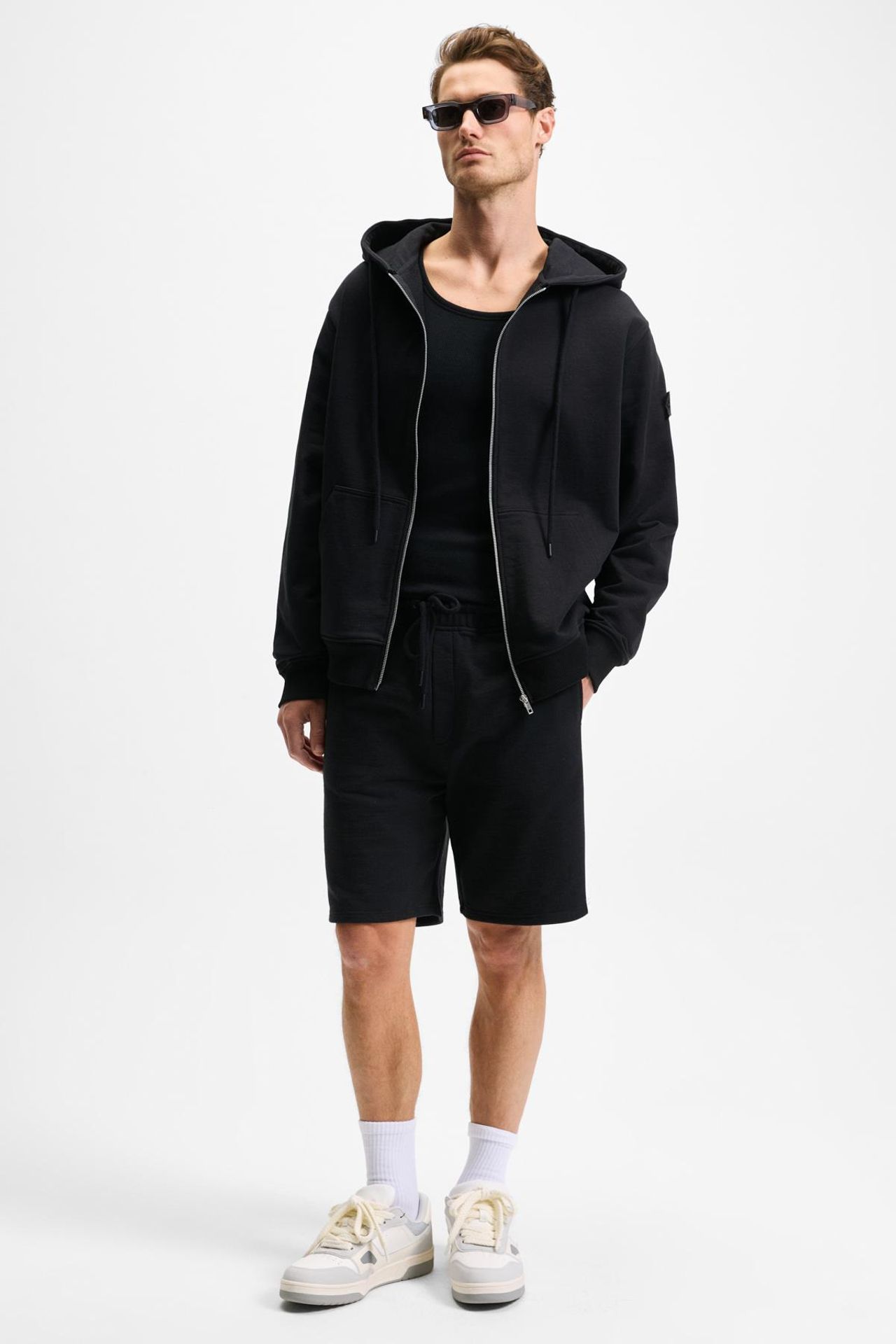 GRIMELANGE Mid Waist Straight Leg Sweat Shorts 2