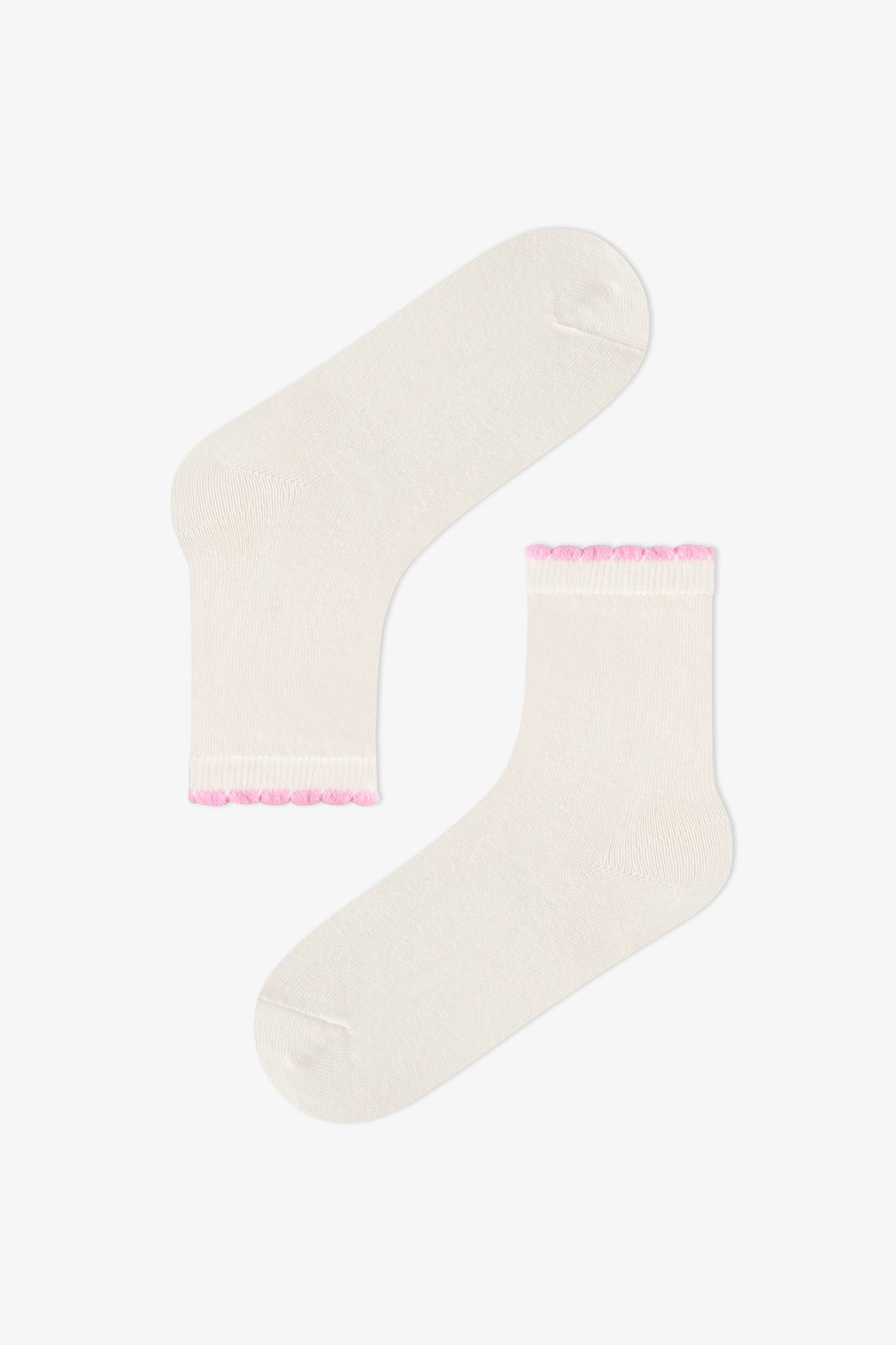 PENTI Girls' Fluffy Cat Pattern Cotton 2-Pack Ankle Socks 4