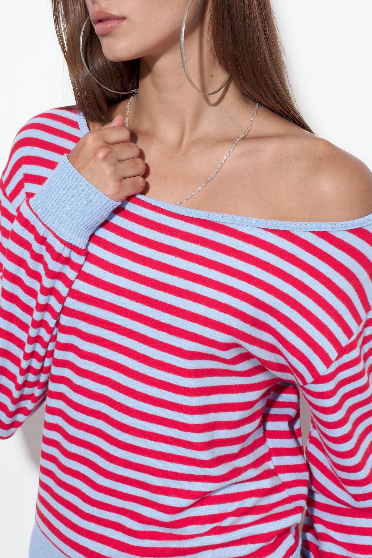 BUSEM Women's Striped Long-sleeve Ribbed T-shirt 4