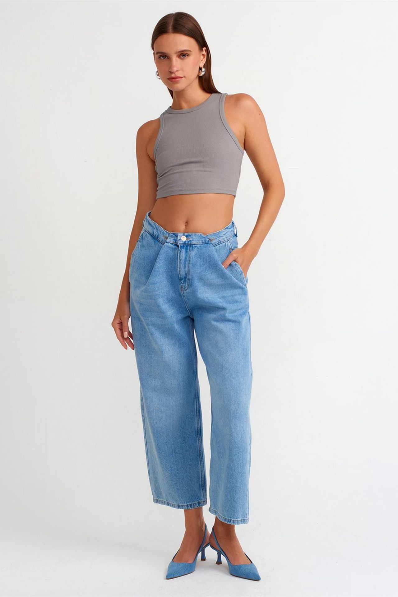 DILVIN Yüksek Bel Balon Kesim Capri Jean 1