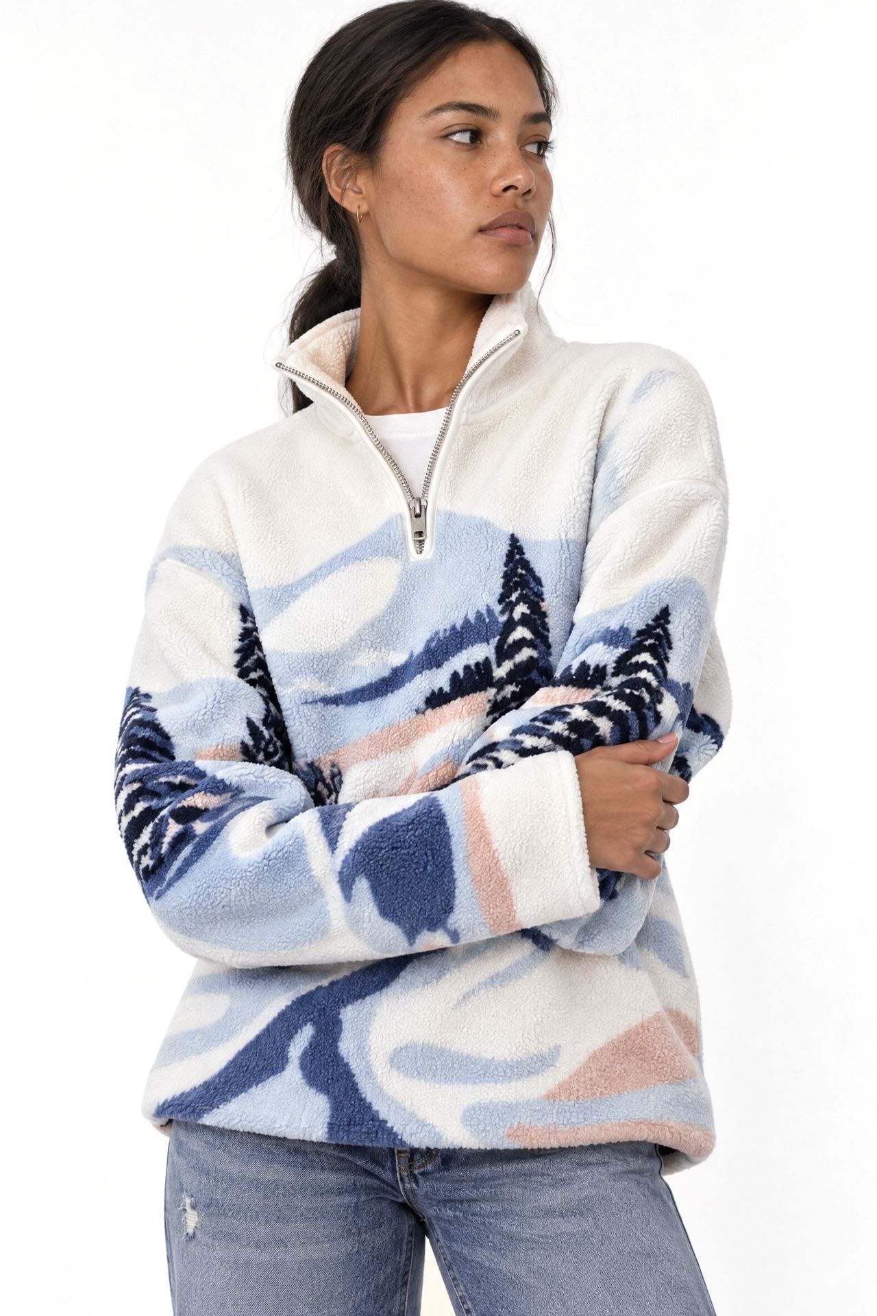 MAGARDE Women's Oversized Printed Outdoor Fleece 4