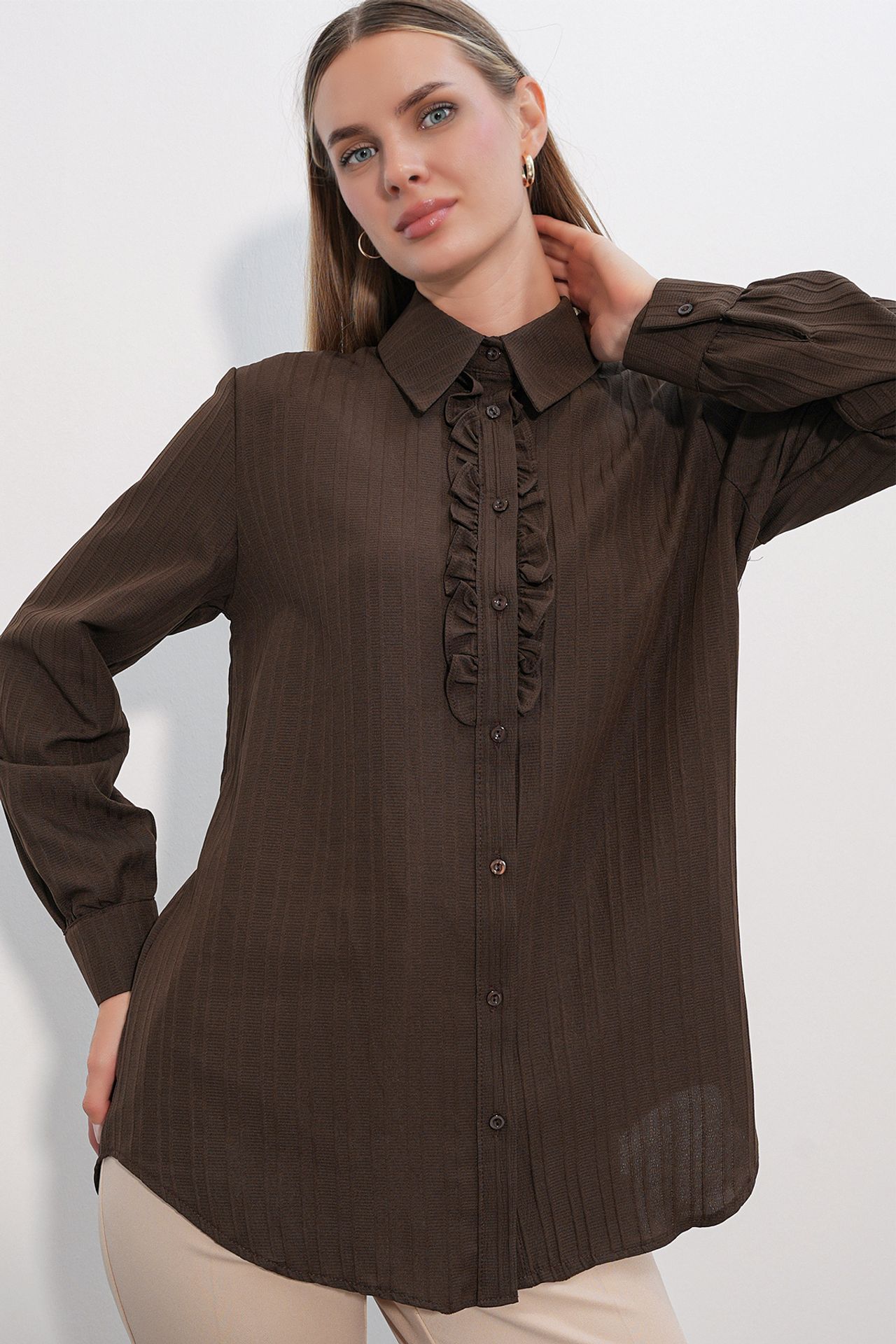 BDART Ruffle Detailed Textured Shirt 3