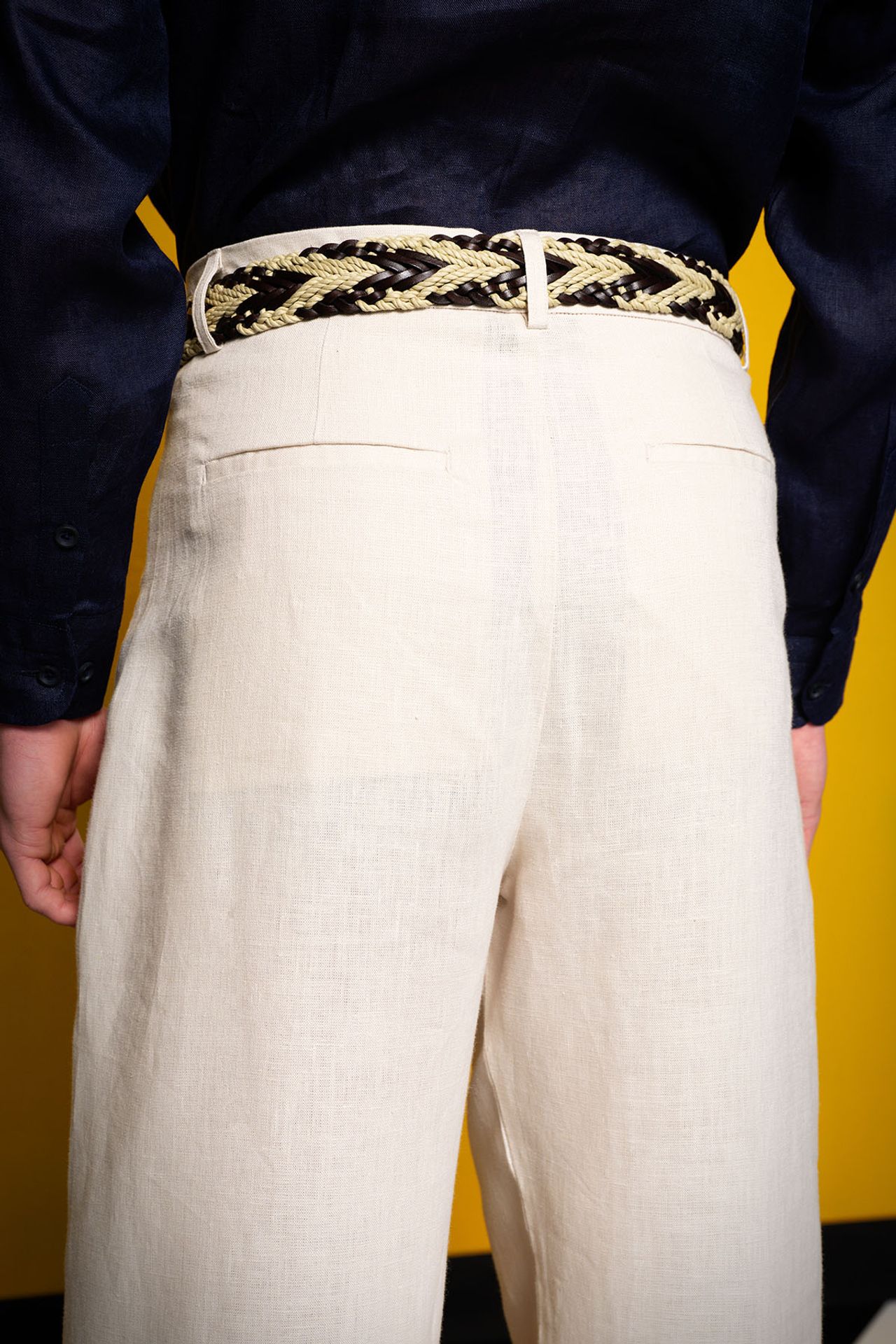 GIESTO Relaxed Fit Pleated Linen Trousers 4