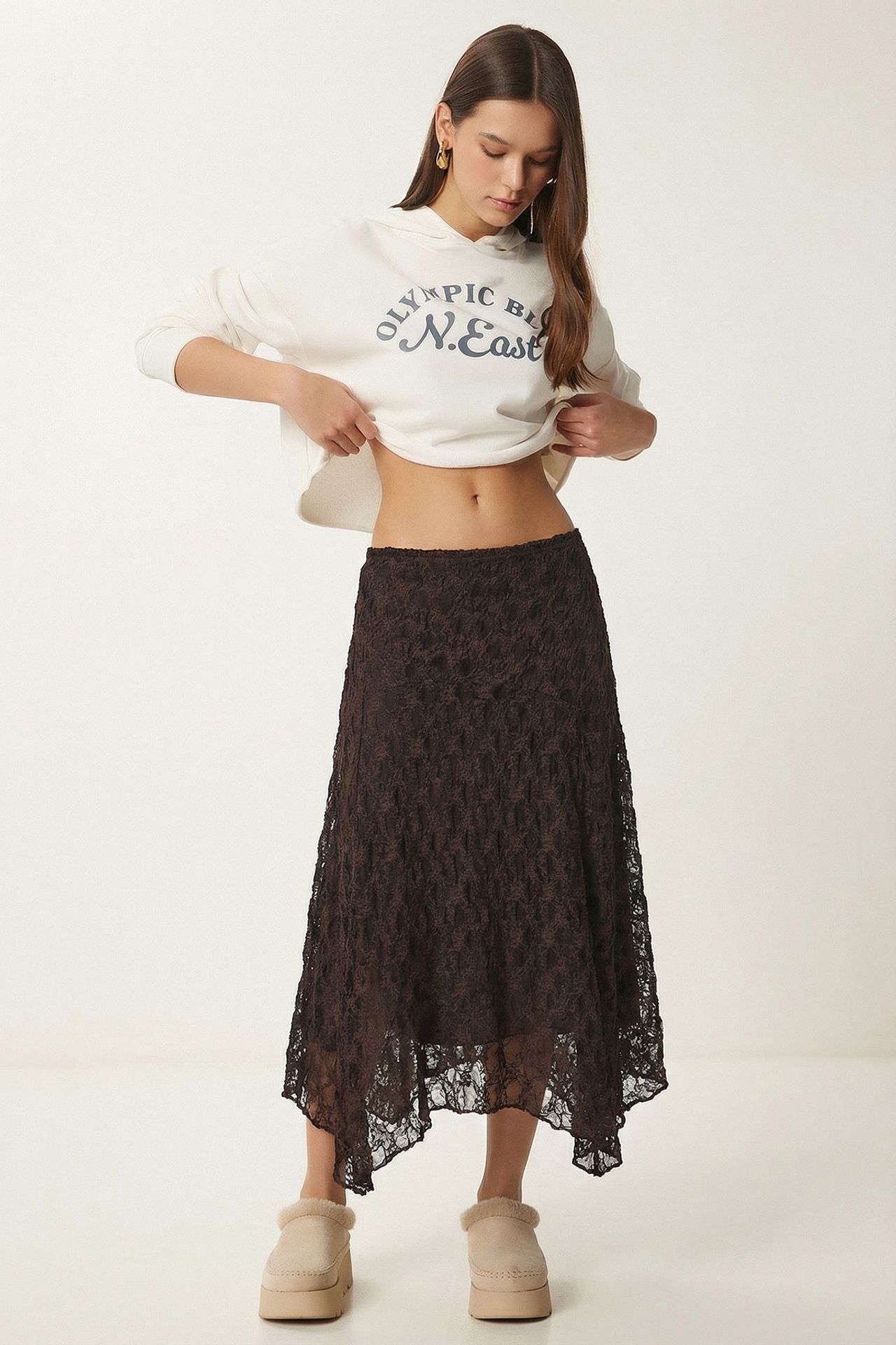 ISTANBUL High Waist Lace Midi Skirt 4