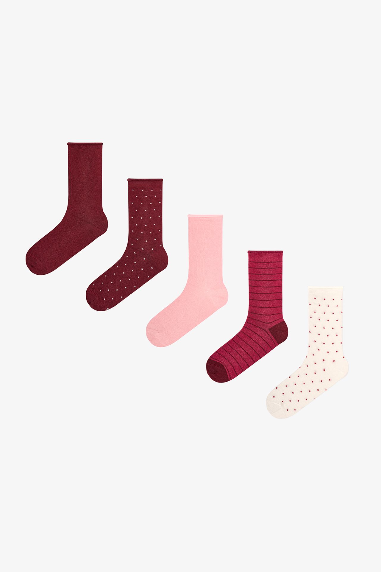 PENTI Berry Polka Dot Pair Crew Socks 1