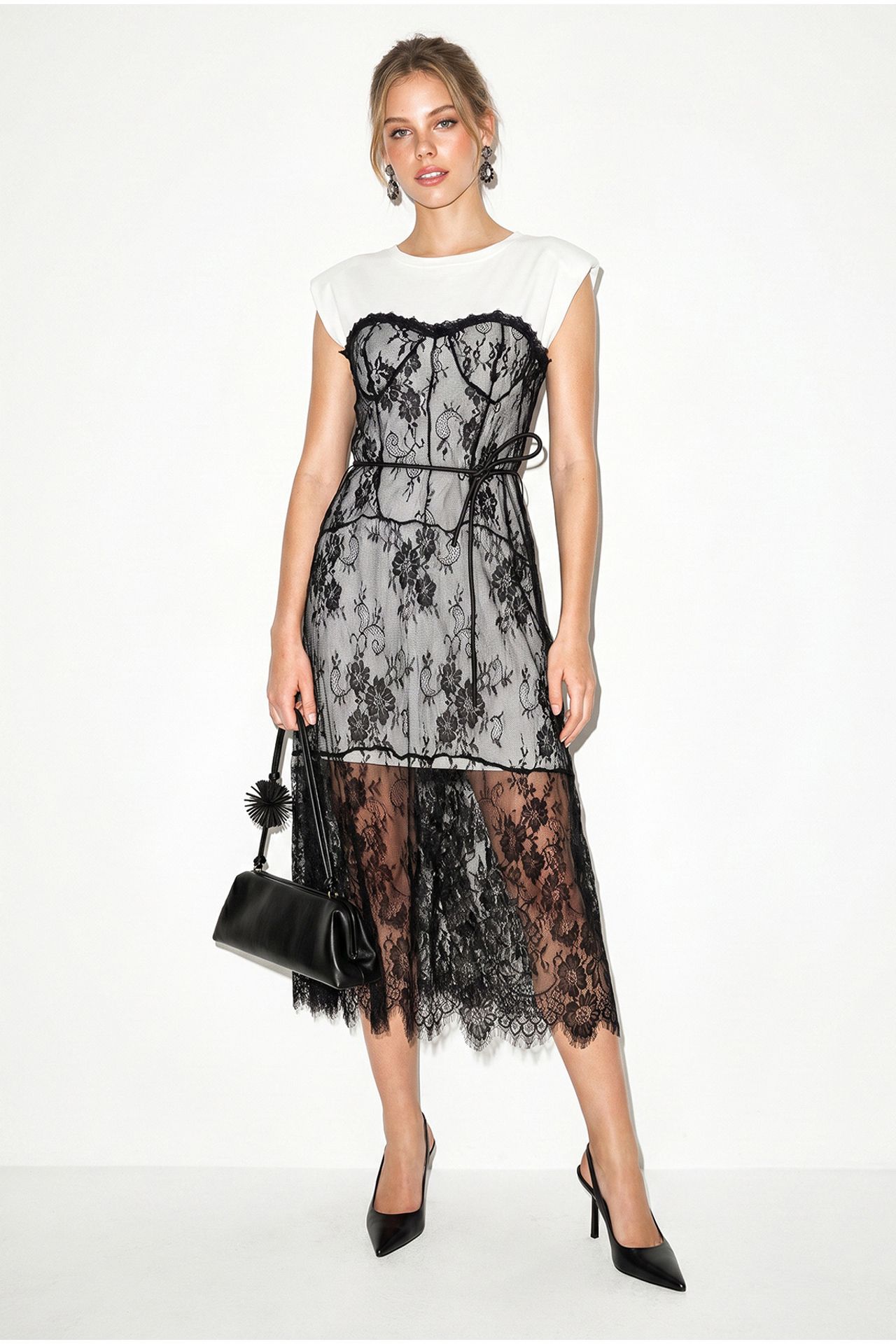 LUCCI Fitted Lace Midi Skirt 4
