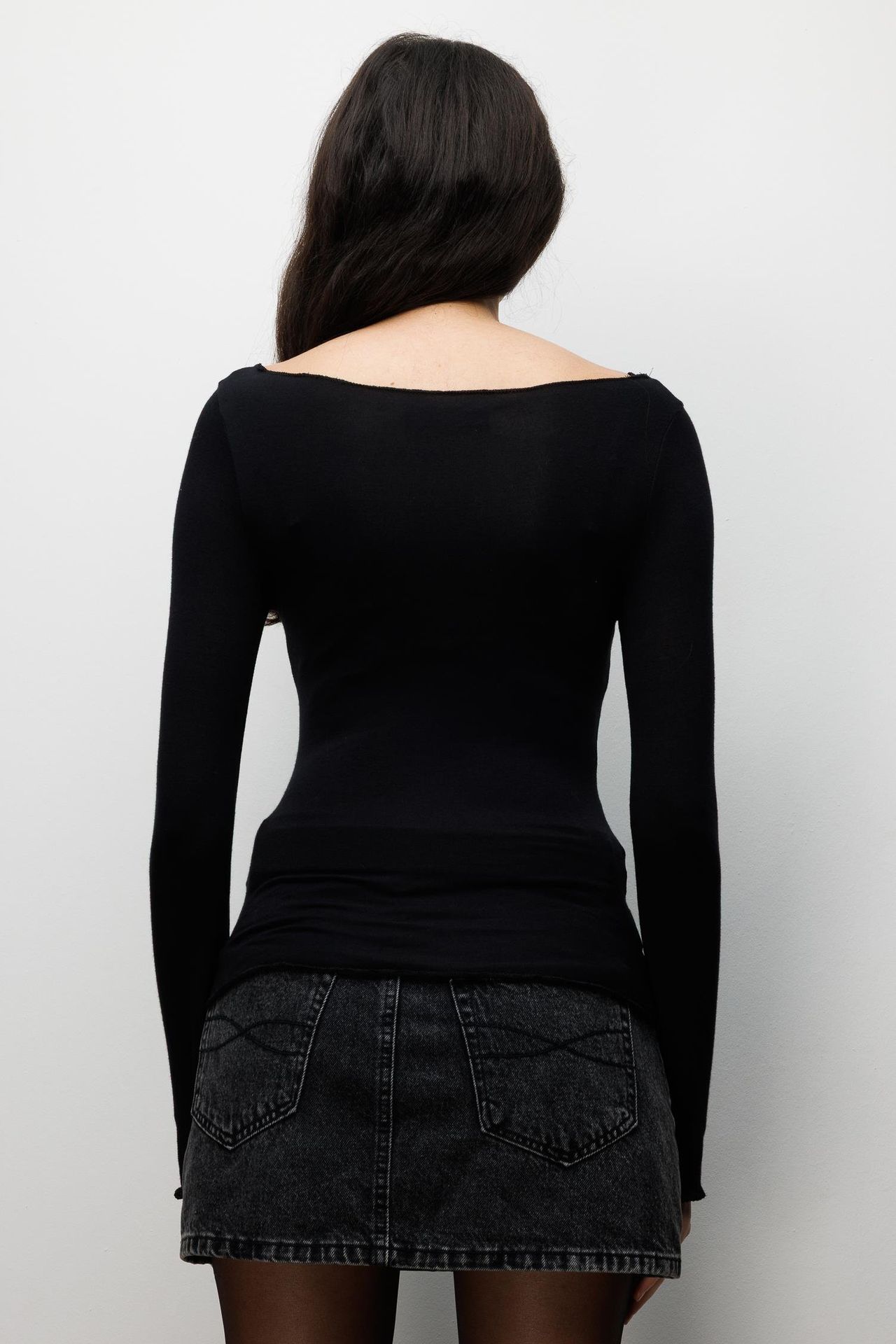 MIXRAY Slim Fit Boat Neck Blouse 5