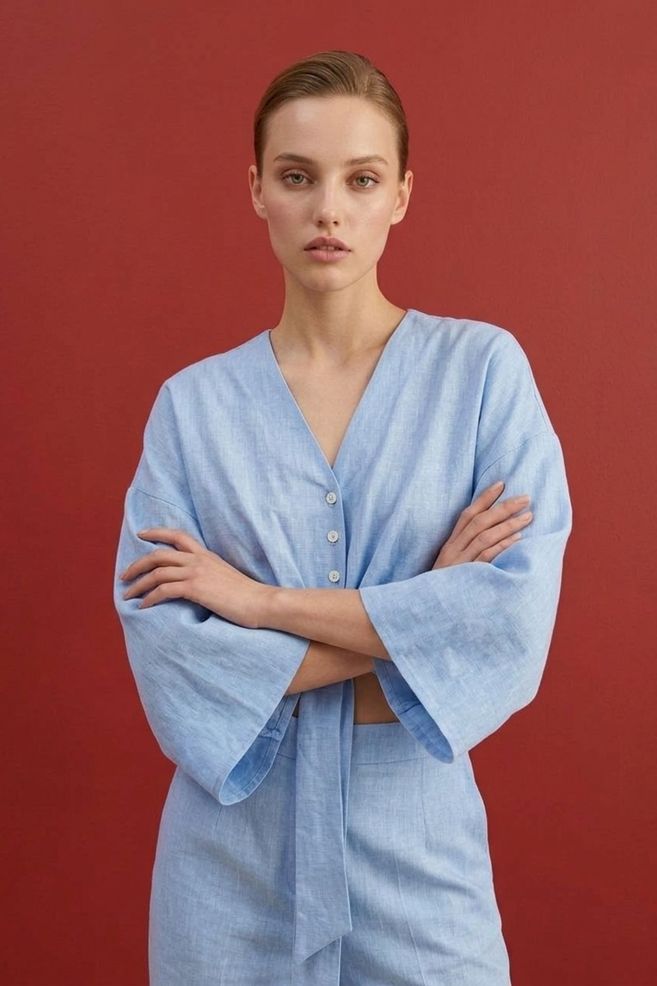 MY FASHION Cotton Co-ord Set with Tie Detail 5