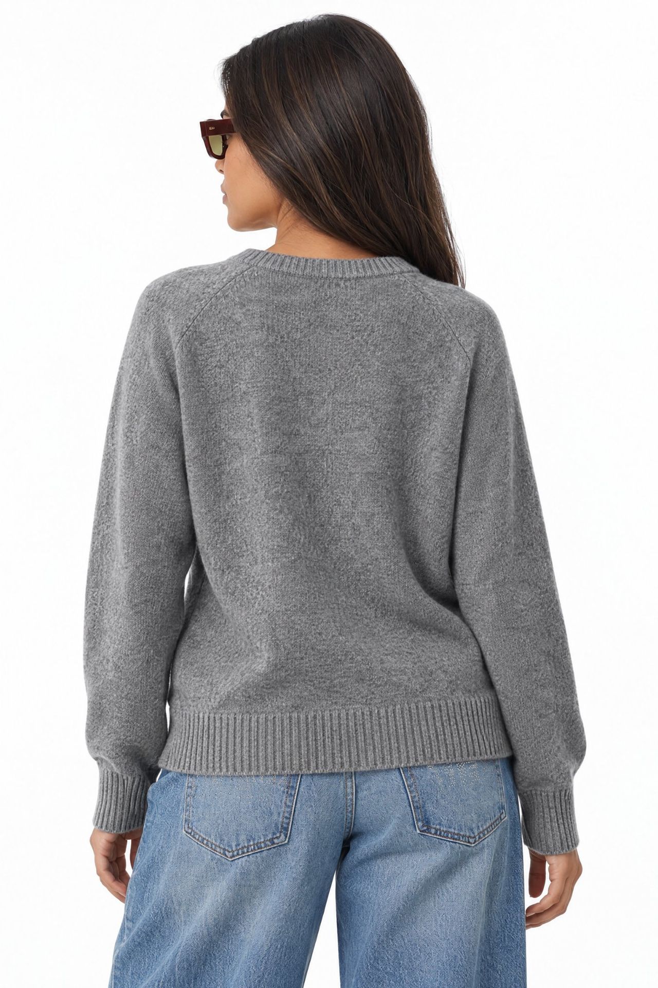 MIXRAY Women's Crew Neck Button Sweater 5