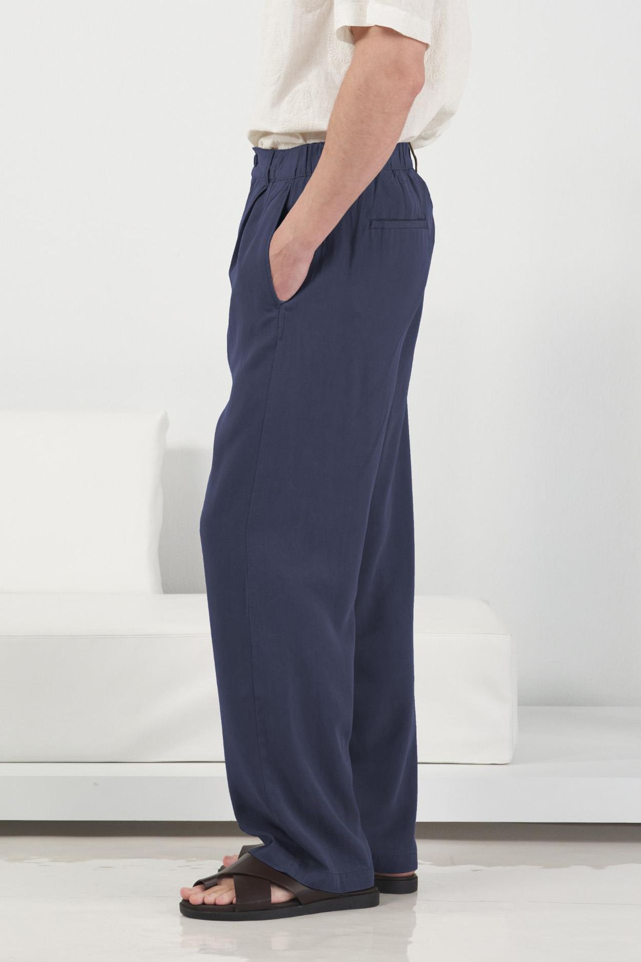 GIESTO Elastic Waist Straight Leg Pleated Pants 3