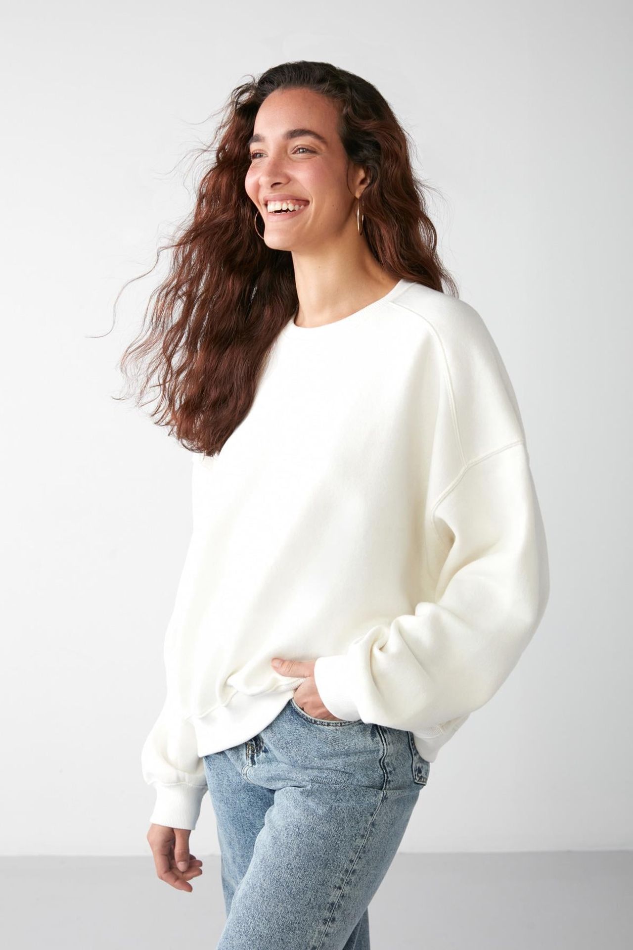 GRIMELANGE Geniş Kesimli Fitilli Bisiklet Yaka Sweatshirt 2