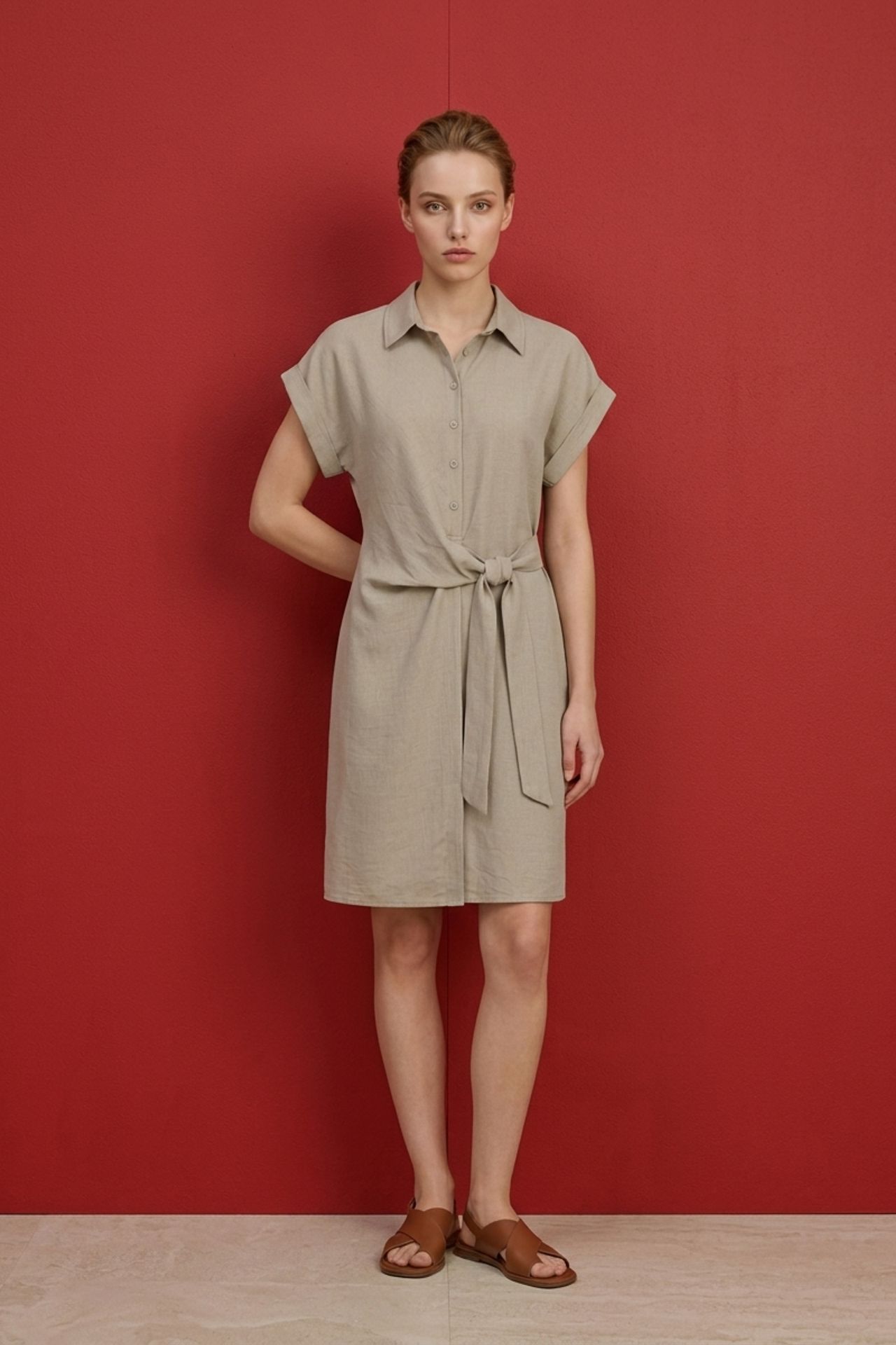 MY FASHION Cotton Poplin Mini Shirt Dress 4