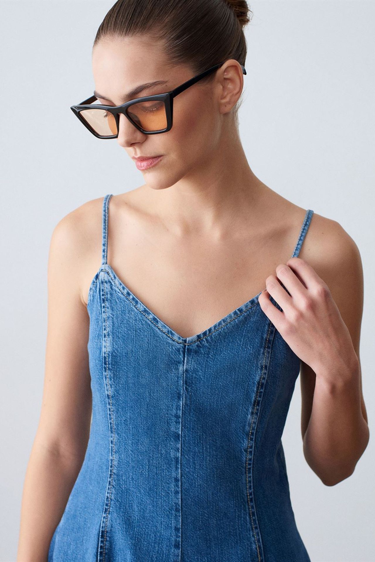 DILVIN Sleeveless A-Line Mini Denim Dress 3