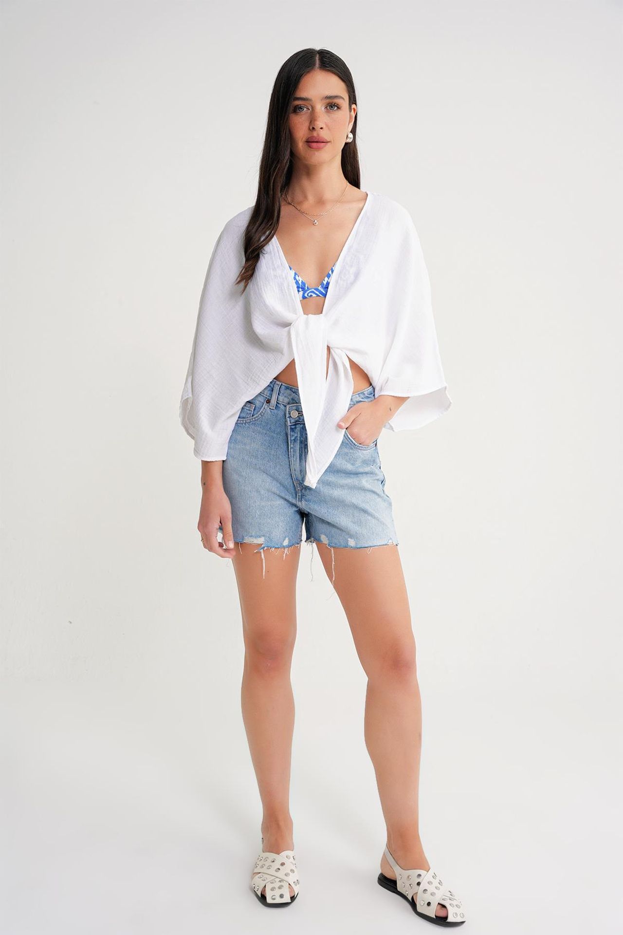 Mixray Textured V-Neck Bolero Blouse 3