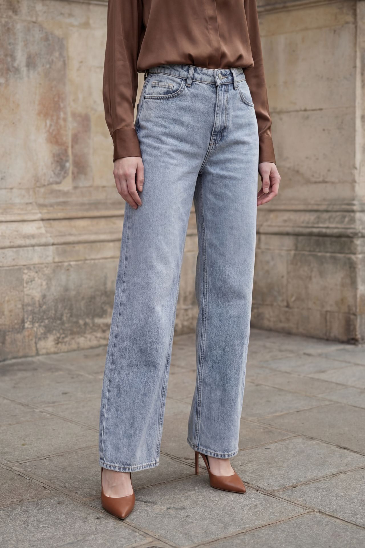 MY FASHION High Waist Straight Leg Denim Pants 3