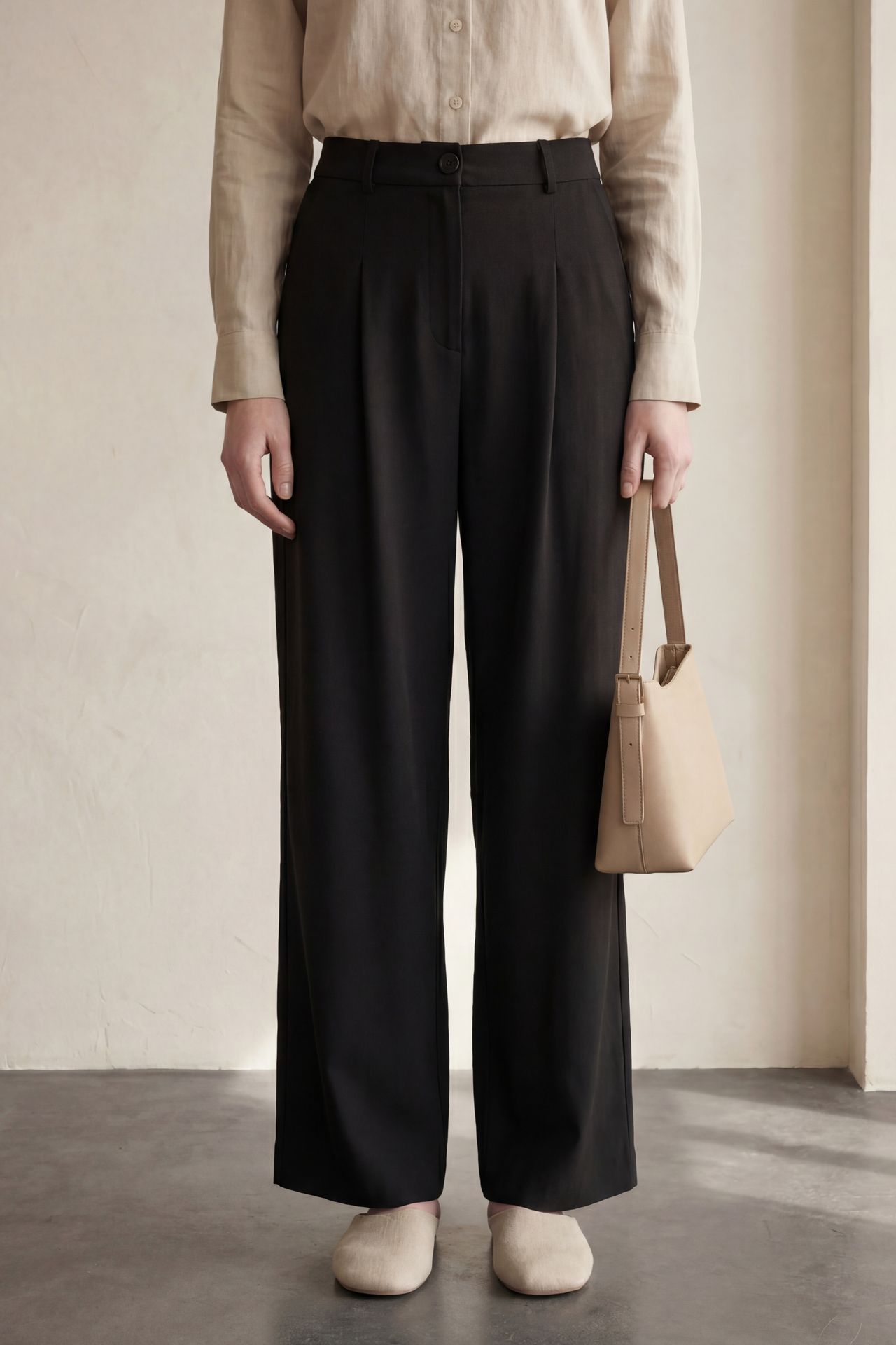 MY FASHION Comfort Pleated Straight Leg Trousers 2