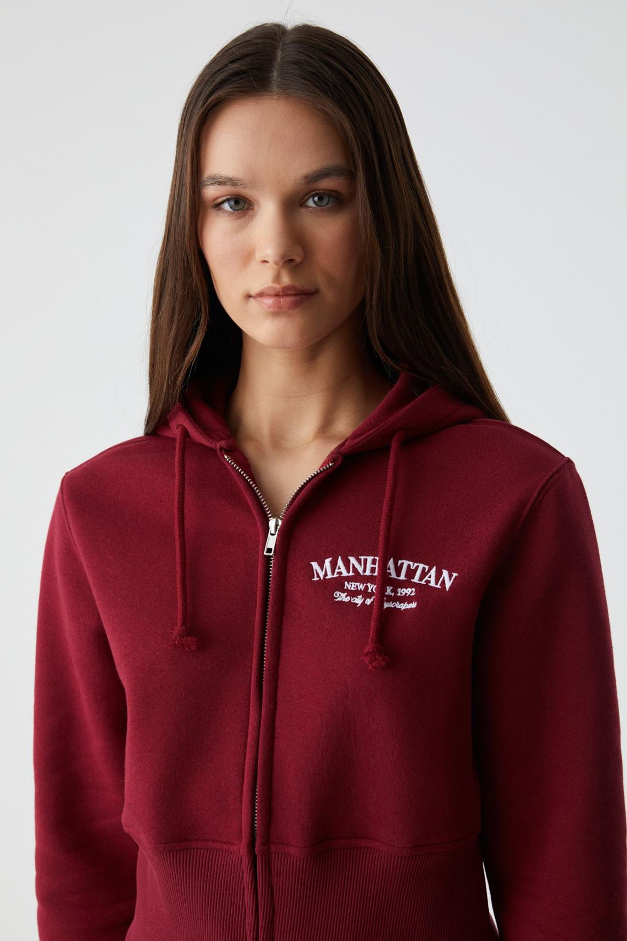 GRIMELANGE Kapüşonlu Logolu Fermuarlı Kısa Sweatshirt 3