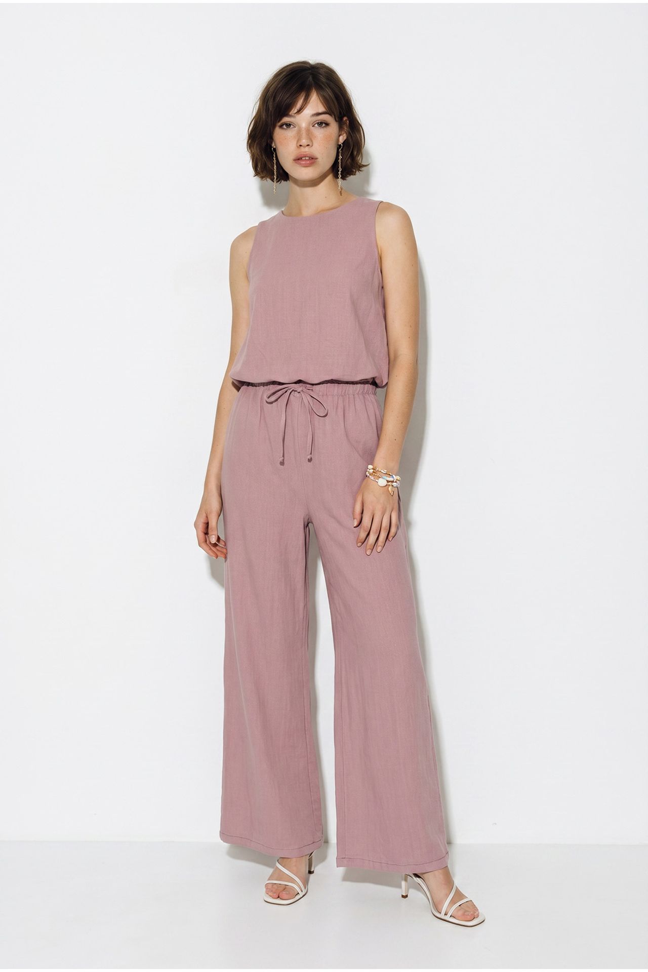 LUCCI Cotton Wide-Leg Sleeveless Jumpsuit