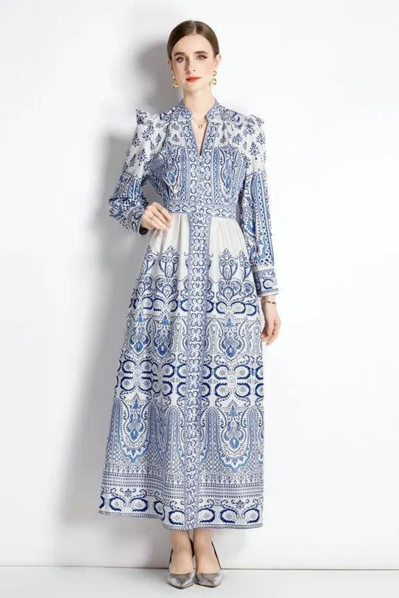MSN Paisley Print Maxi Dress with Button Closure 3