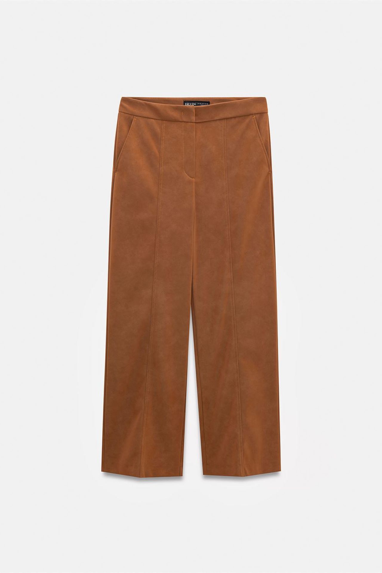 DILVIN Yüksek Bel Geniş Paça Suni Süet Pantolon 5