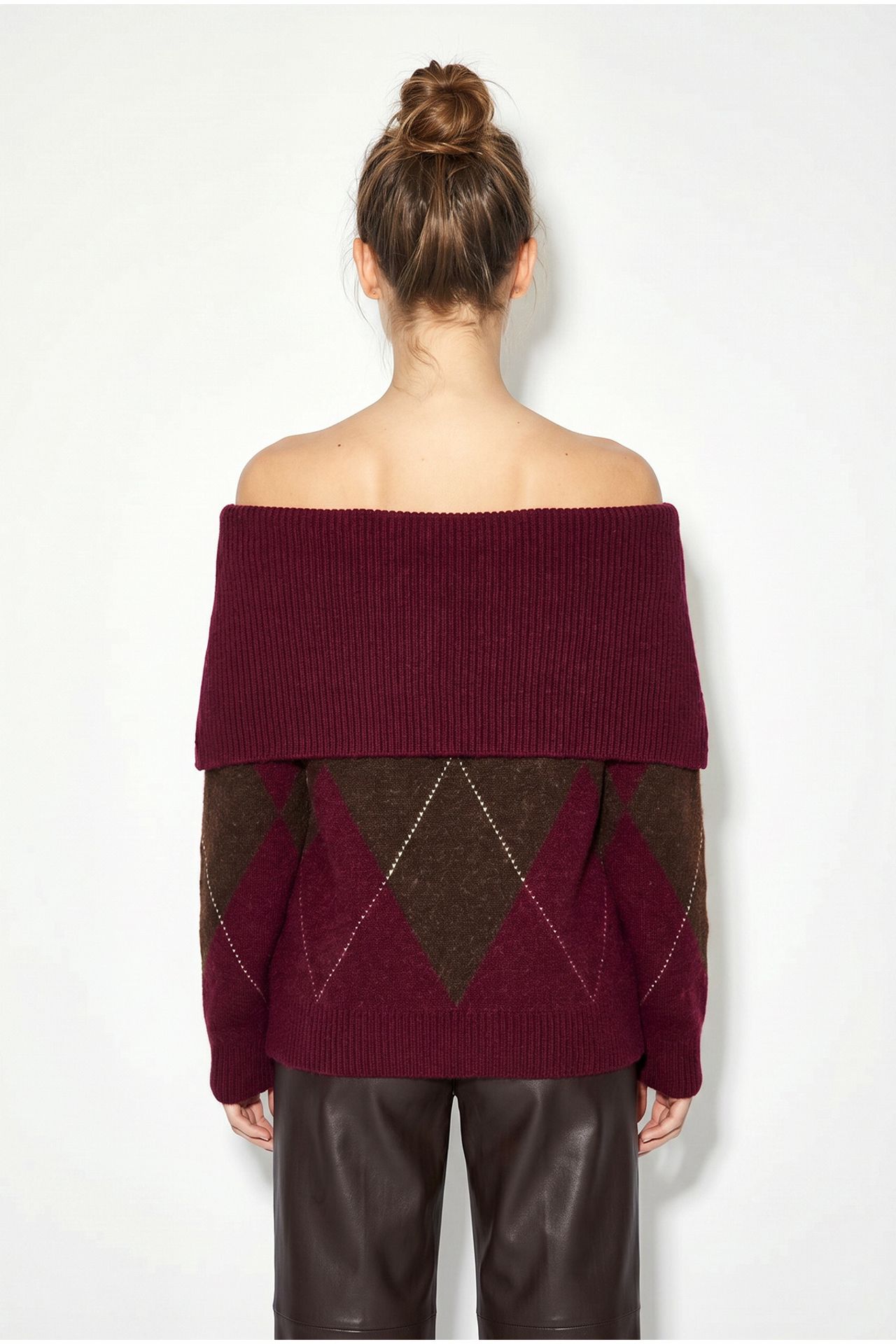 LUCCI Madonna Collar Knitted Sweater with Baklava Pattern 5