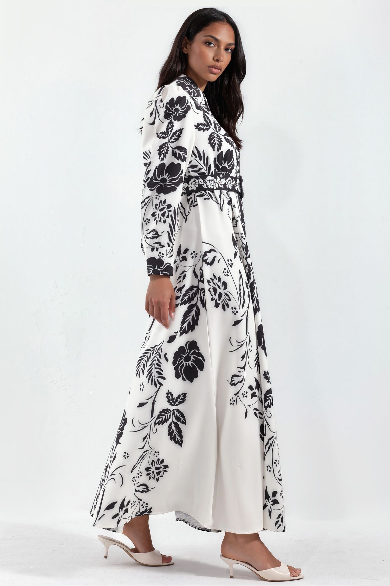 MSN Floral Belted Maxi Shirt Dress 2