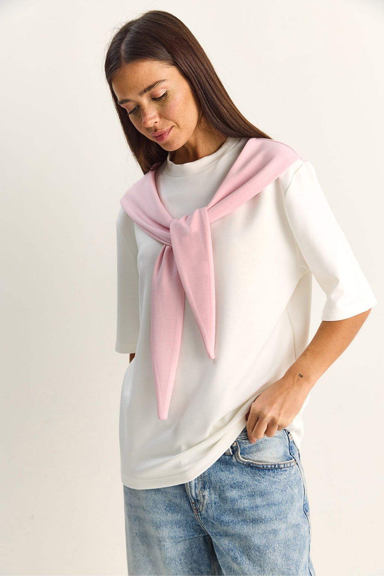 LUCCI Kadın Oversize Bisiklet Yaka Tişört 3