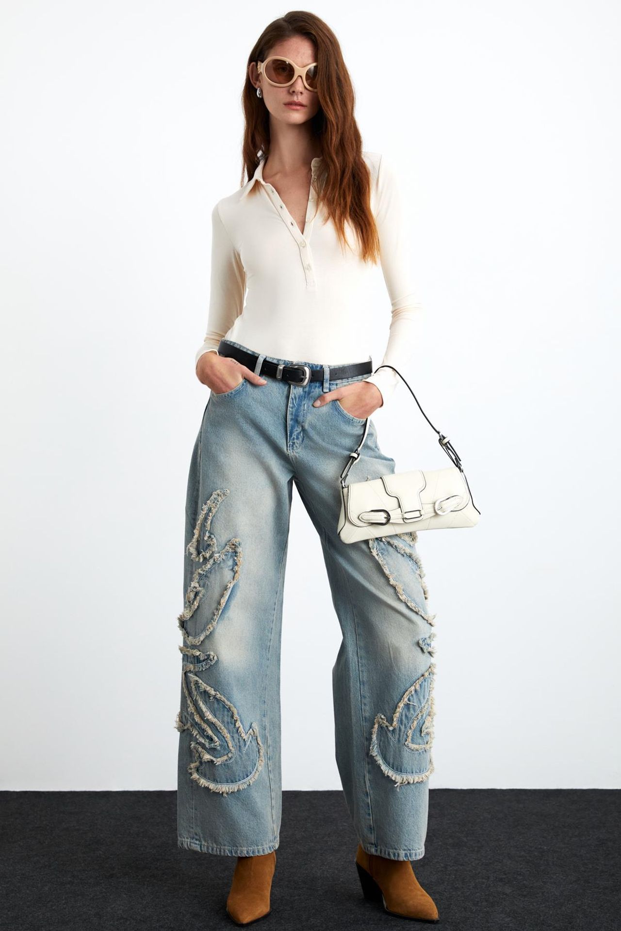 GRIMELANGE Slim Fit Polo Collar Blouse 3