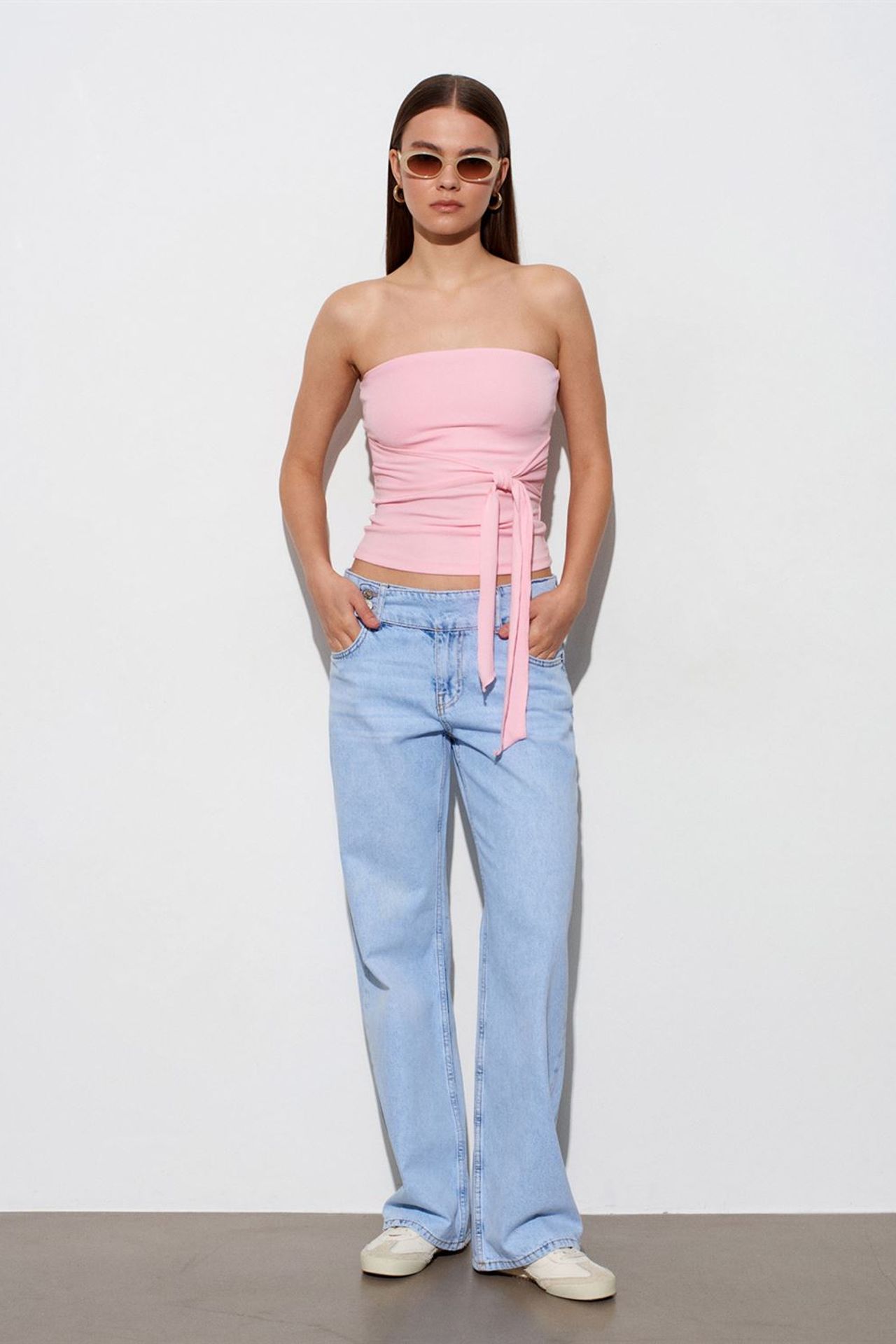 DILVIN Slim Fit Strapless Bandeau Blouse 4