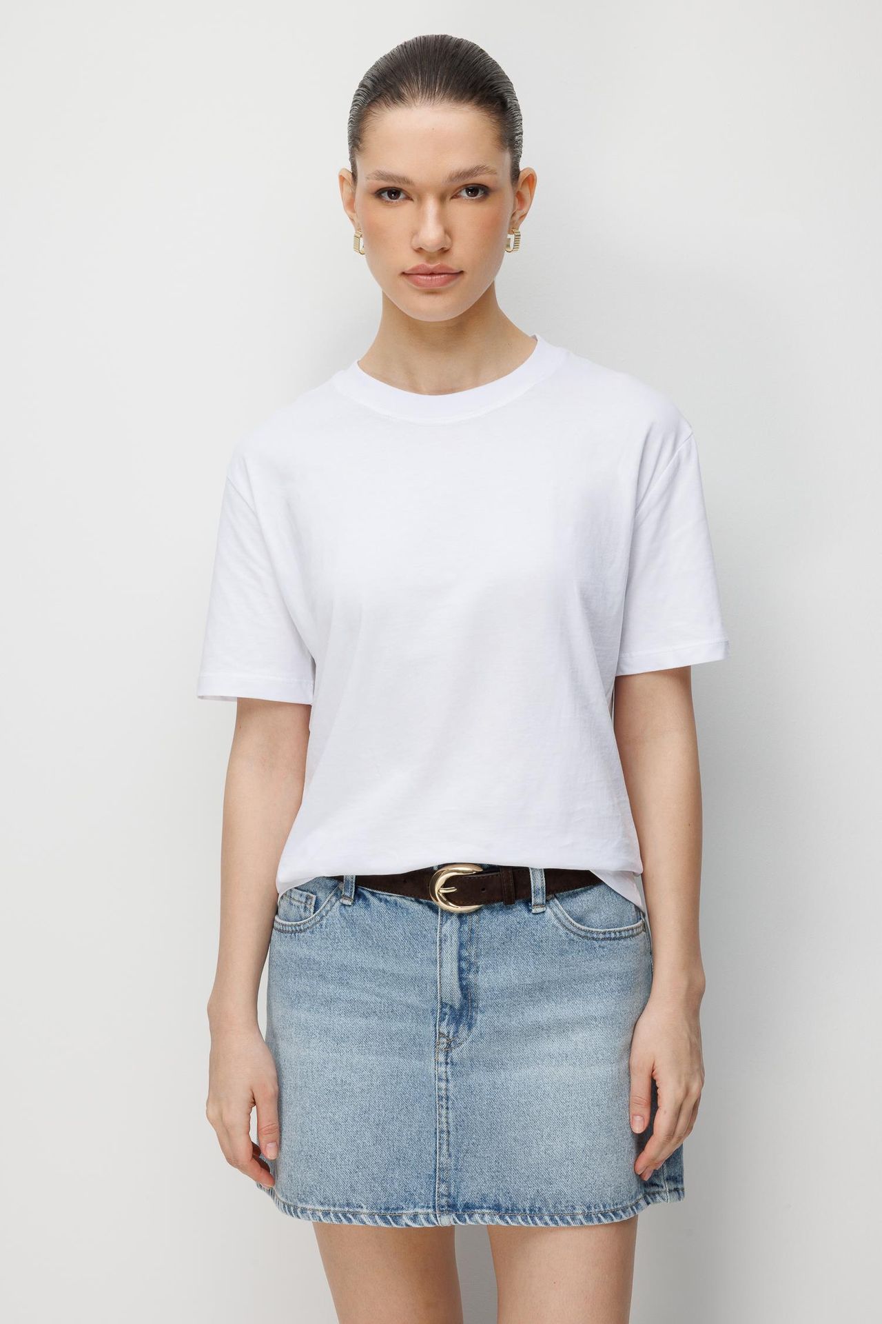 MIXRAY Oversized Ribbed Crew Neck T-Shirt 1