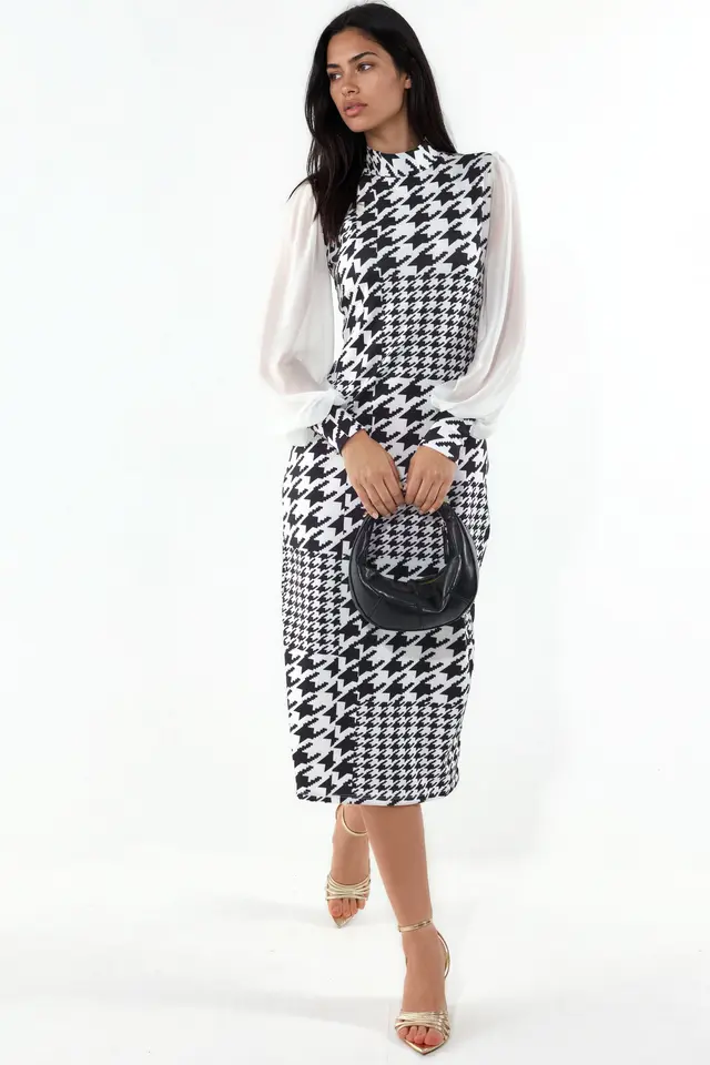 MSN Geometric Bodycon Midi Dress