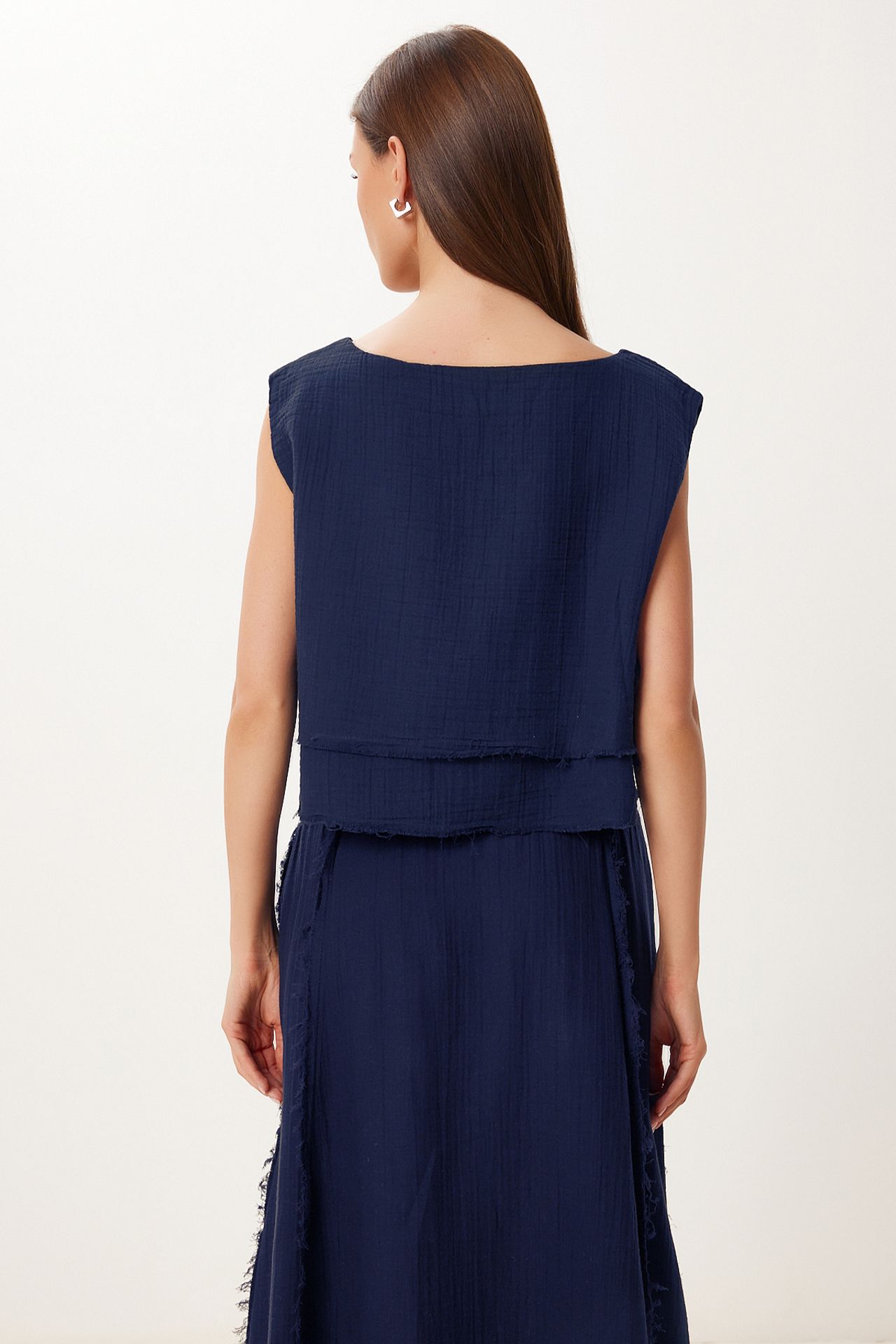 ISTANBUL Cotton Sleeveless Blouse and Wide-Leg Skirt Set 6