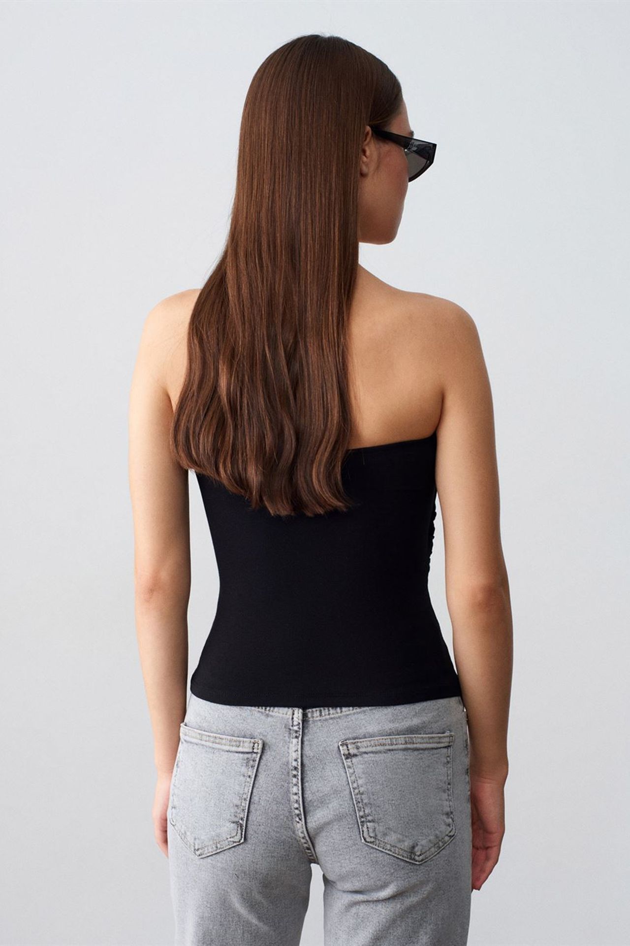 DILVIN Slim Fit Strapless Bandeau Blouse 2