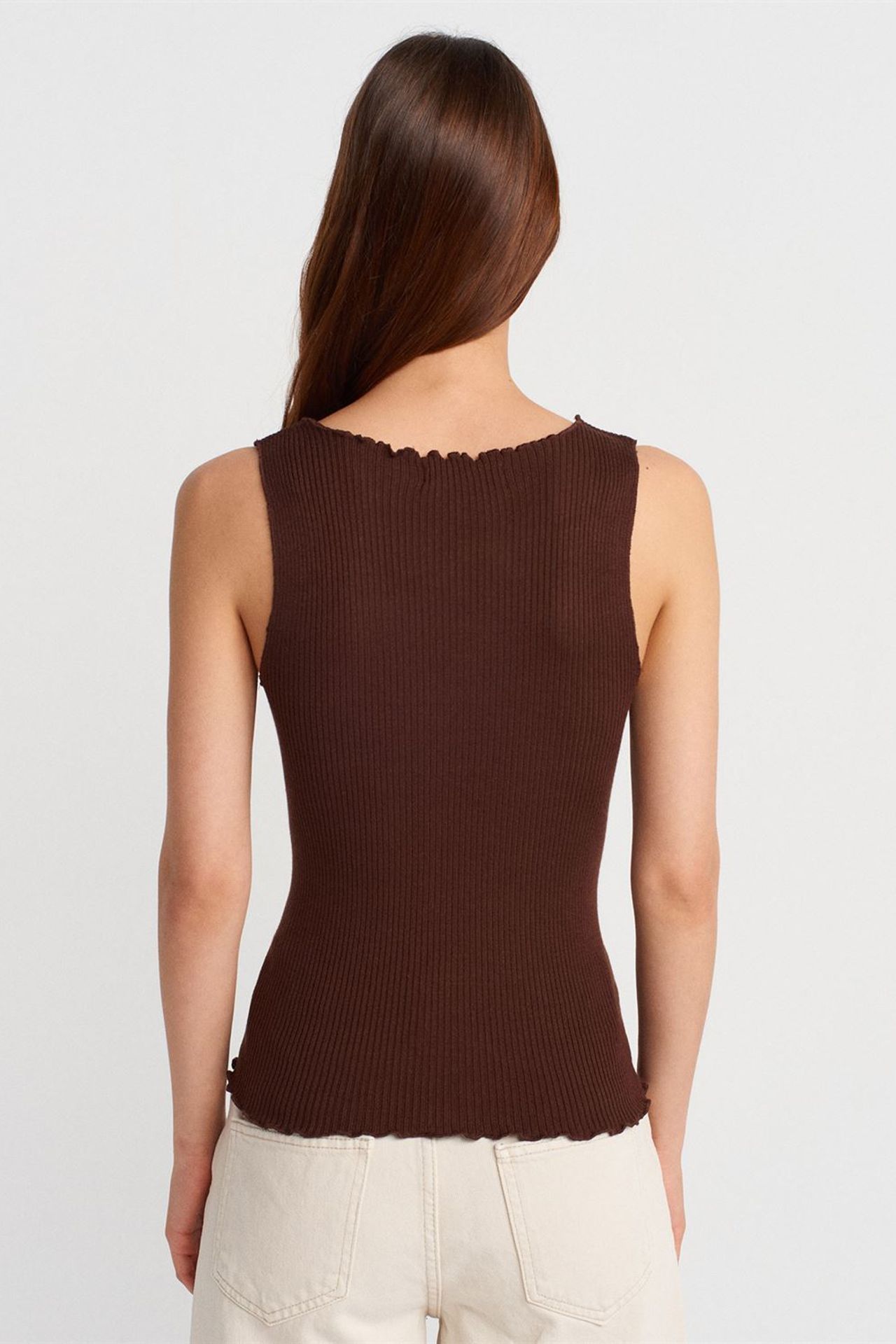 DILVIN Sleeveless Ribbed Button Cardigan 2