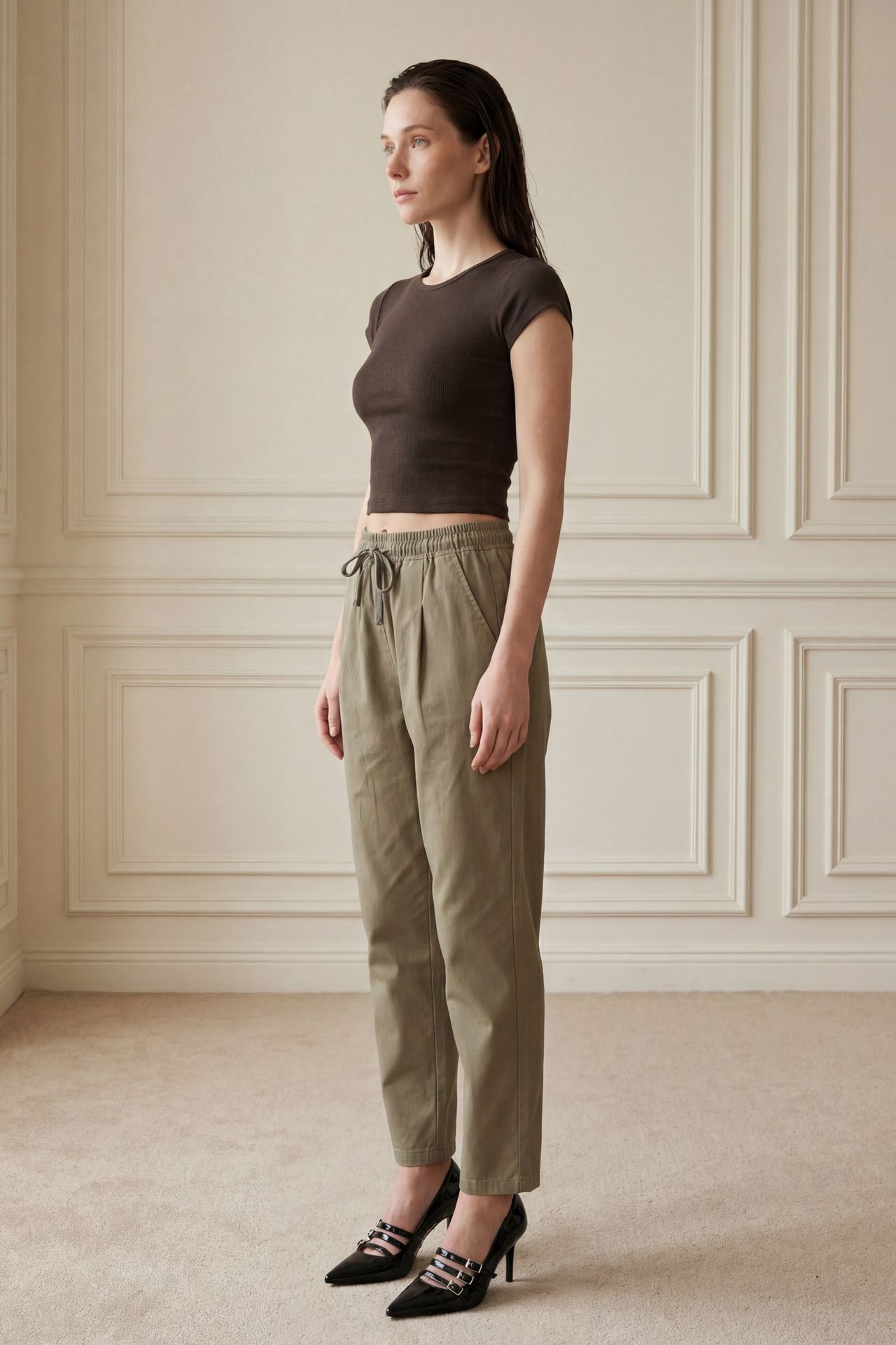 MY FASHION Ankle Length Drawstring Waist Pants with Pocket 2