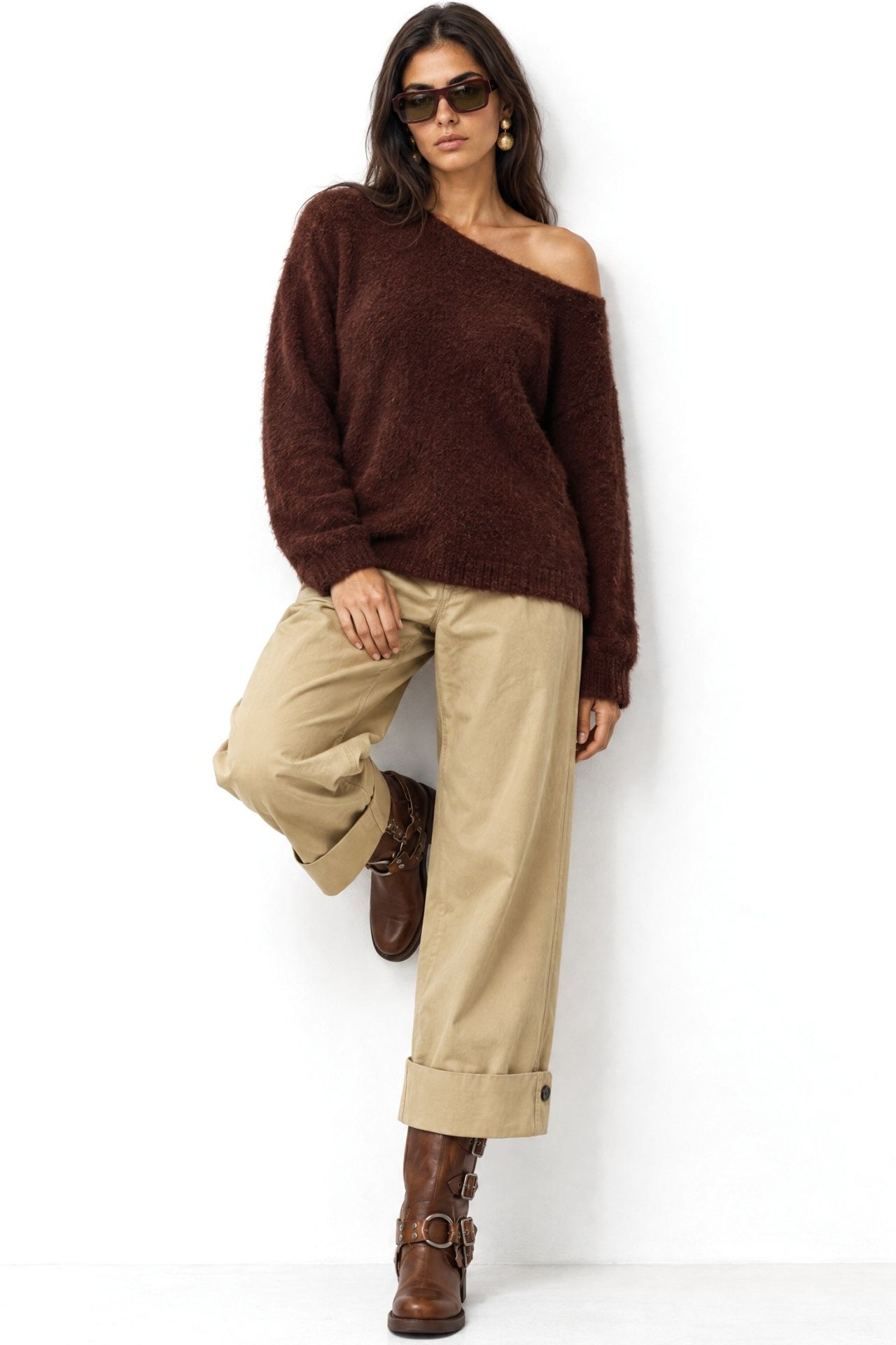 MIXRAY Asymmetrical Collar Knit Sweater 2