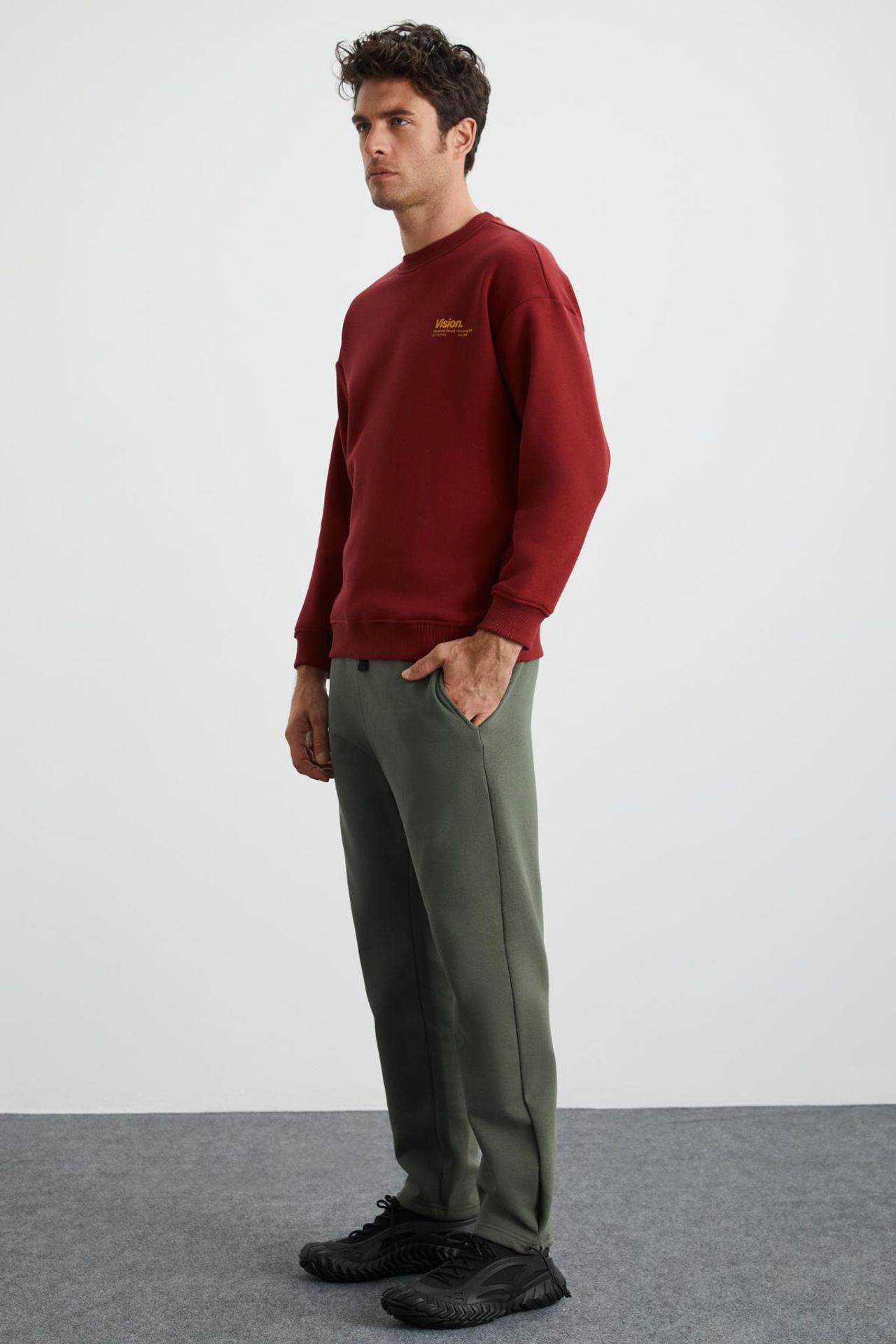 GRIMELANGE Baskılı Geniş Kalıp Bisiklet Yaka Sweatshirt 4