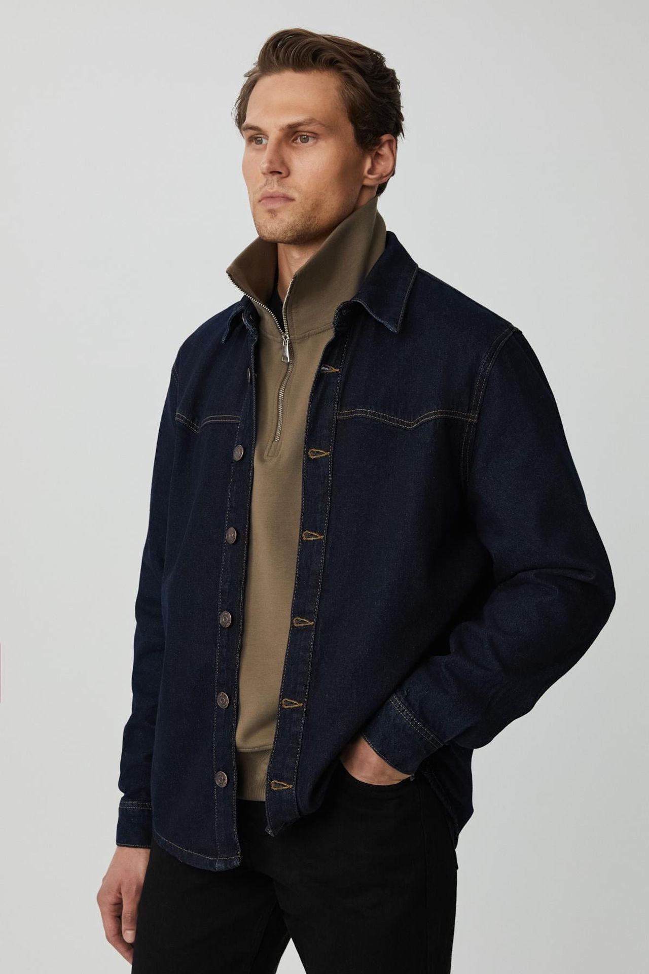 GRIMELANGE Oversize Denim Gömlek Yakalı Ceket 2