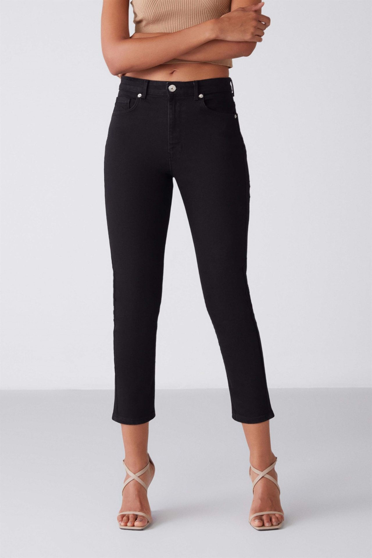 GRIMELANGE Mid Waist Skinny Capri Jeans 2