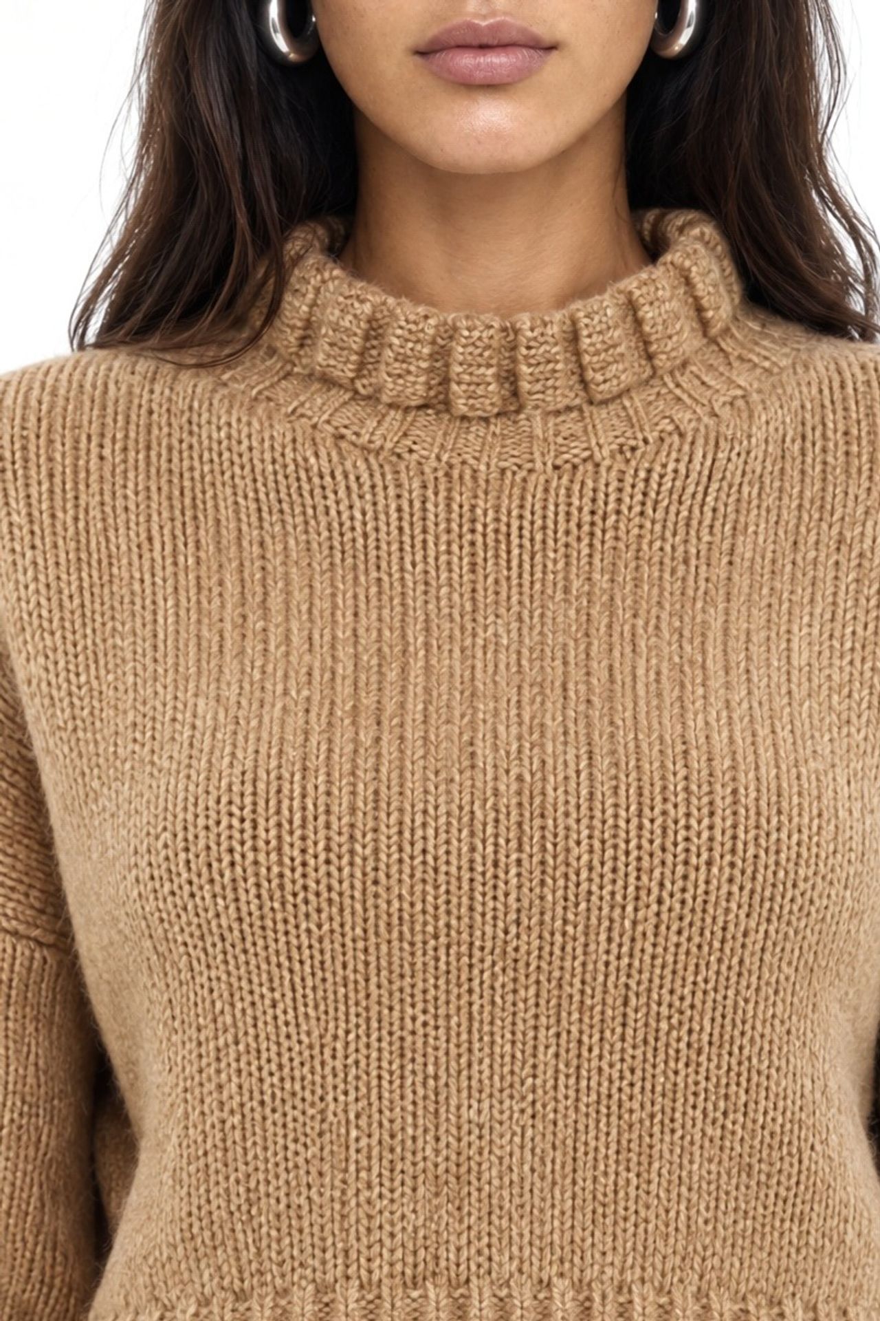 Mixray Thick Turtleneck Textured Crop Sweater 4