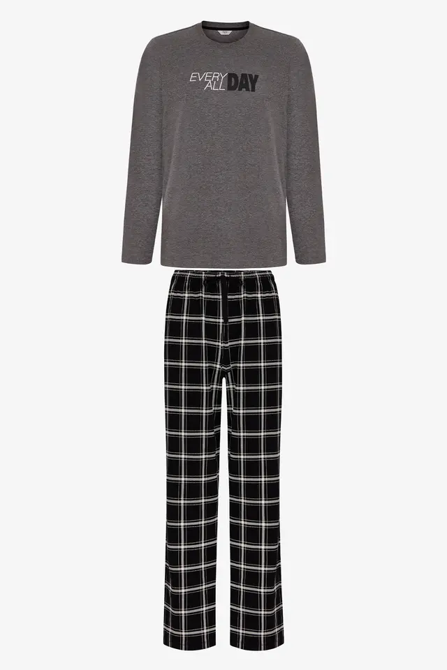 PENTI Men's All Day Plaid Pajama Set, Long Sleeve