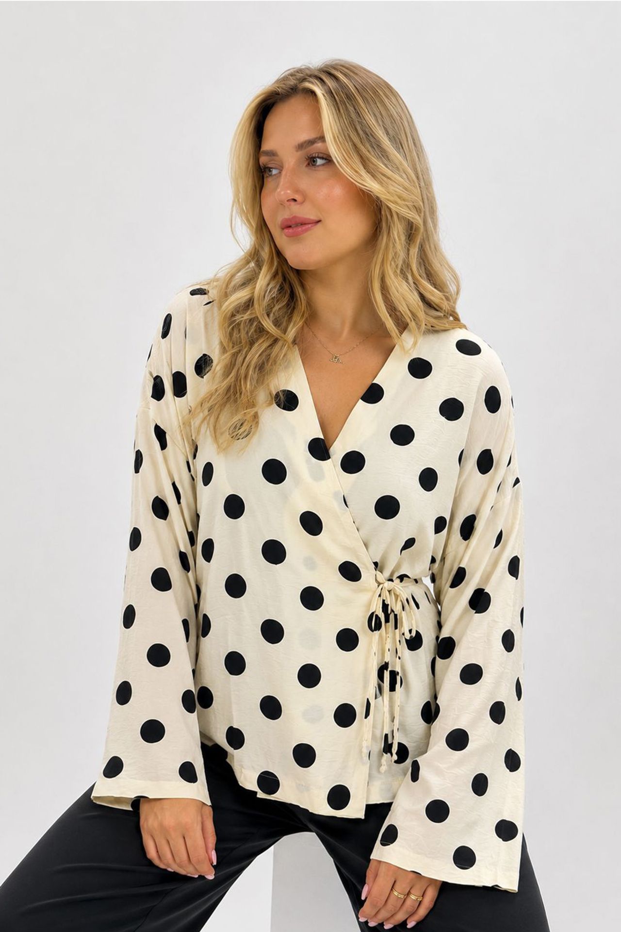 BDART Polka Dot Wrap Blouse With Tie Detail 1