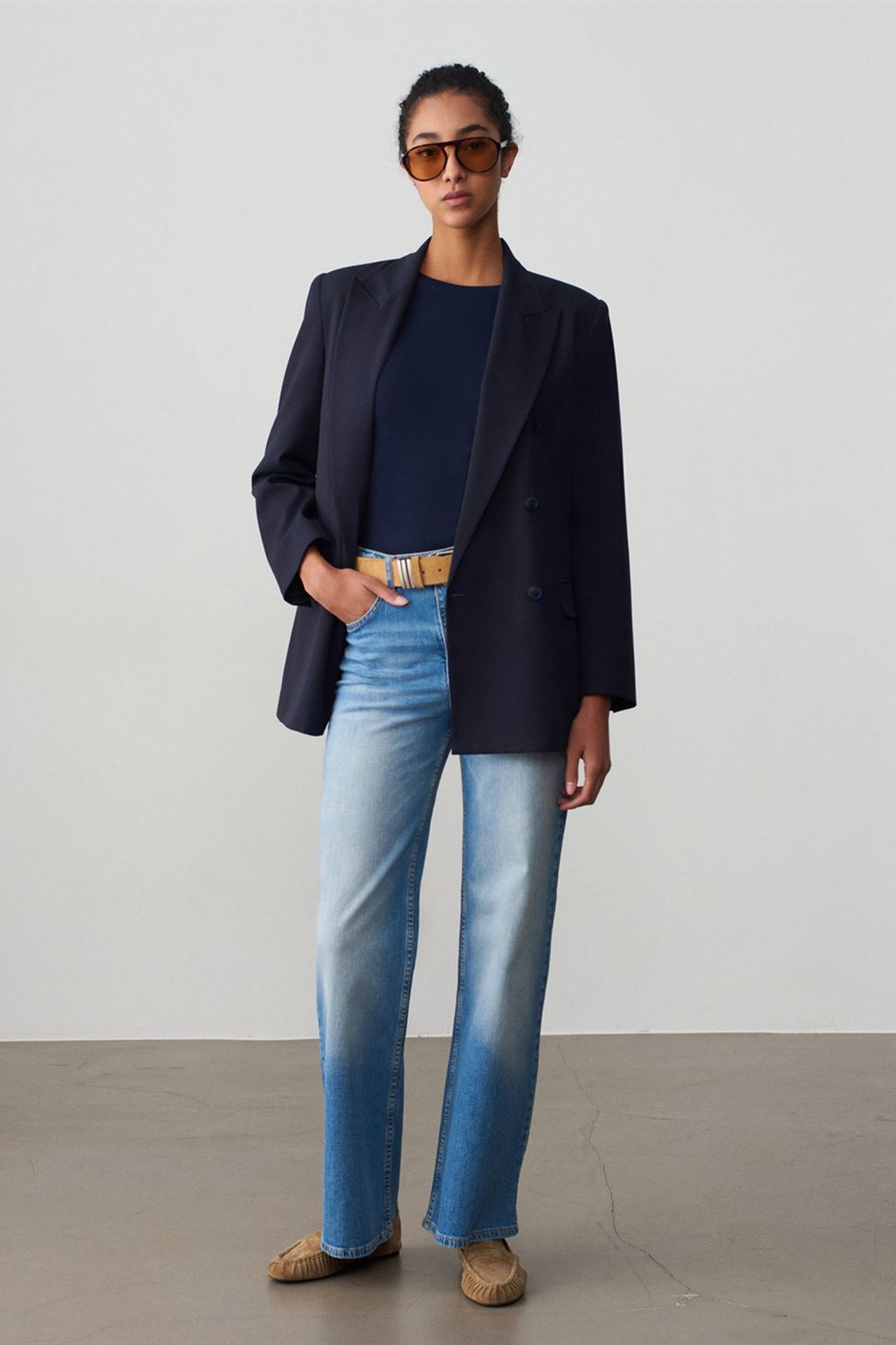 DILVIN Oversized Long Crepe Blazer Jacket 4