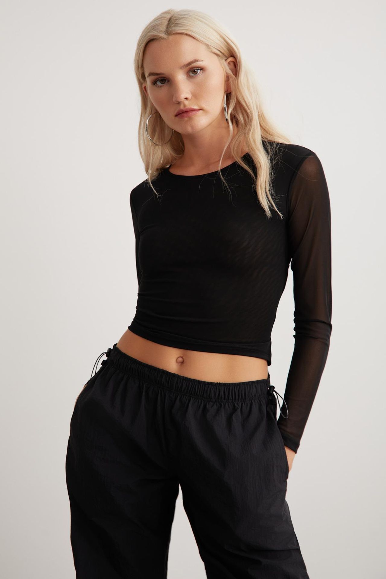 GRIMELANGE Tie-Front Tulle Crop Top 4