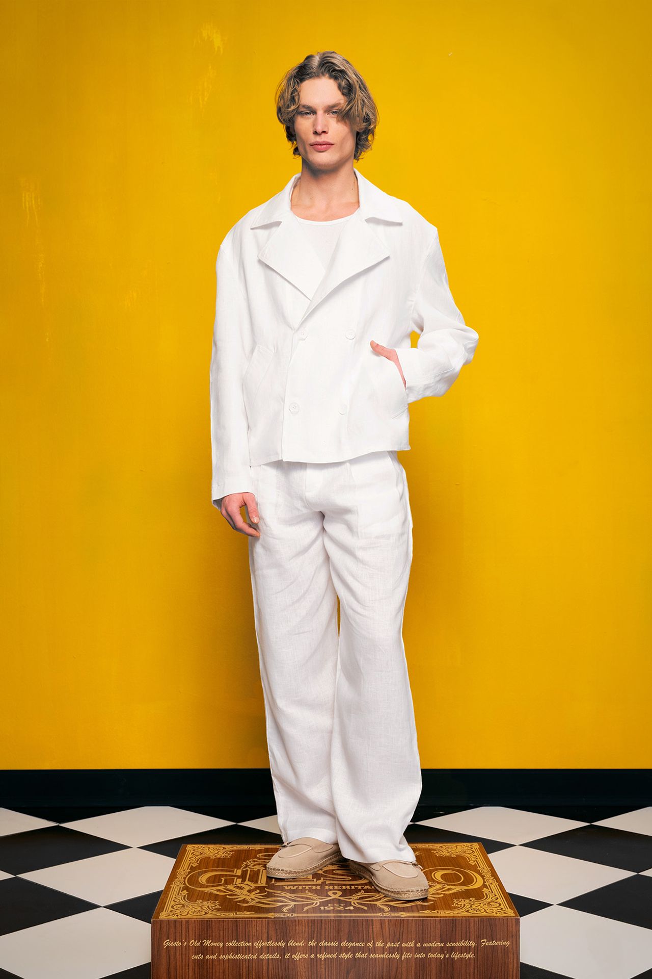 GIESTO Shawl Collar Buttoned Linen Vest 3