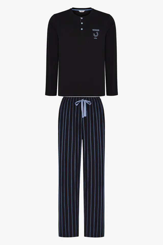 PENTI Men's Nightform Striped Long Sleeve Pajama Set